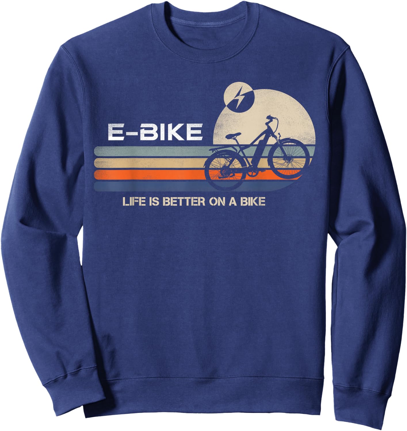 E-BIKE Retro Electric Bicycle Vintage Cycling Life is better Sweatshirt - Sweatshirt | Navy
