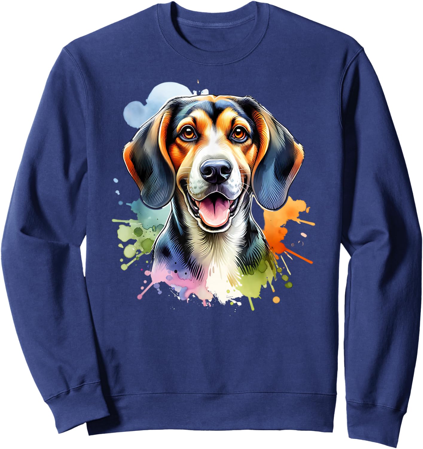 Treeing Walker Coonhound Dog Watercolor Artwork Sweatshirt - Sweatshirt | Navy