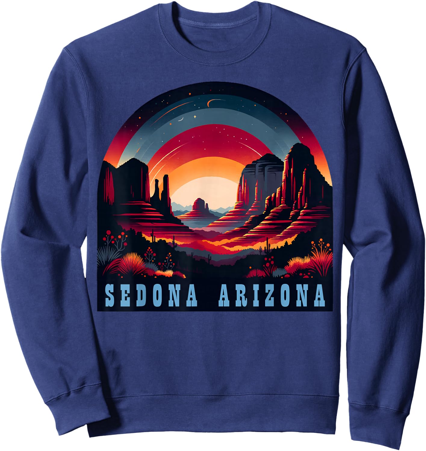 Sedona AZ Hiking Outdoors Mountain Sedona USA Retro Vintage Sweatshirt - Sweatshirt | Navy