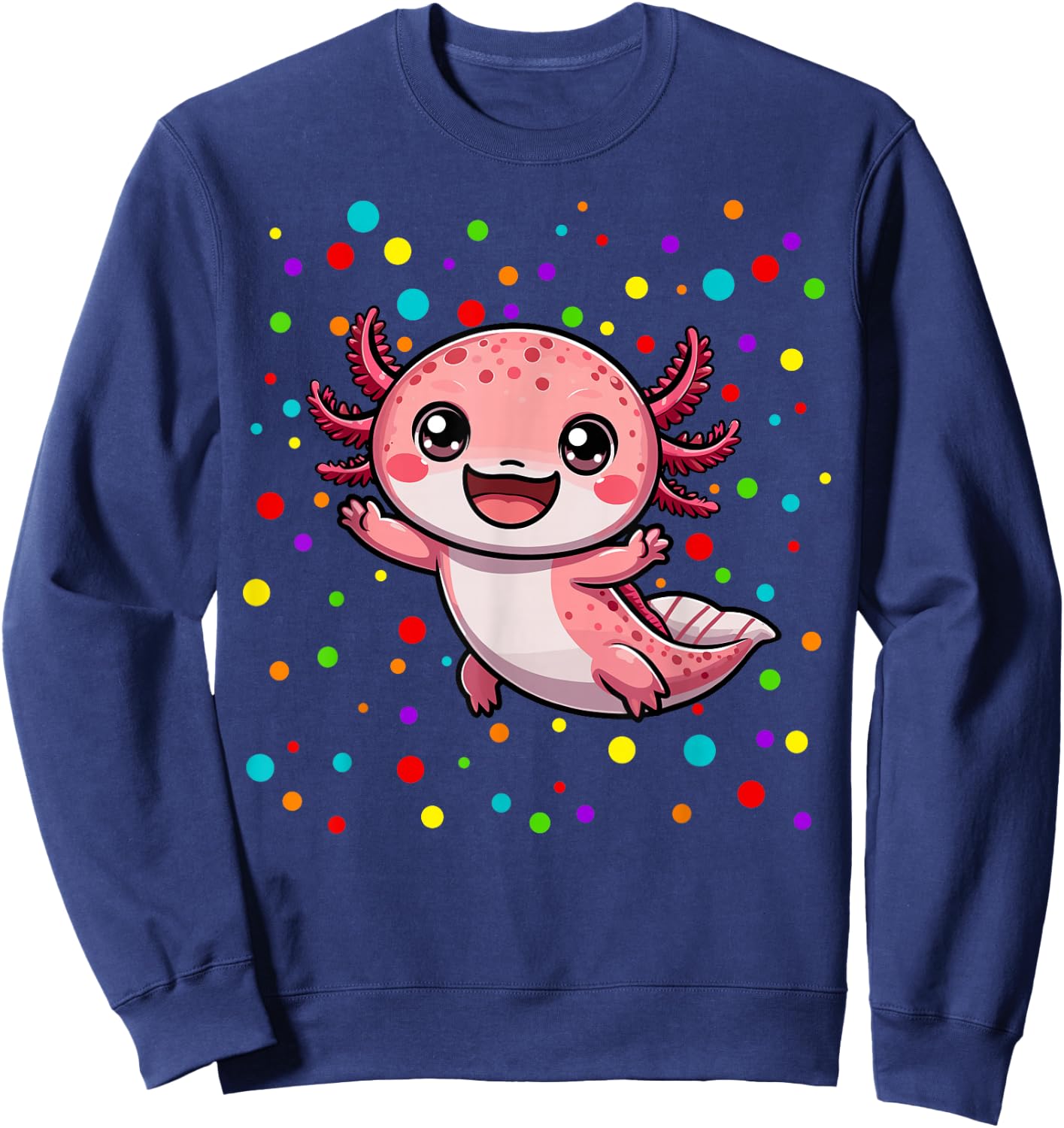 Funny Axolotl Lovers Polka Dot Happy Dot Day Girls Boys Kids Sweatshirt - Sweatshirt | Navy