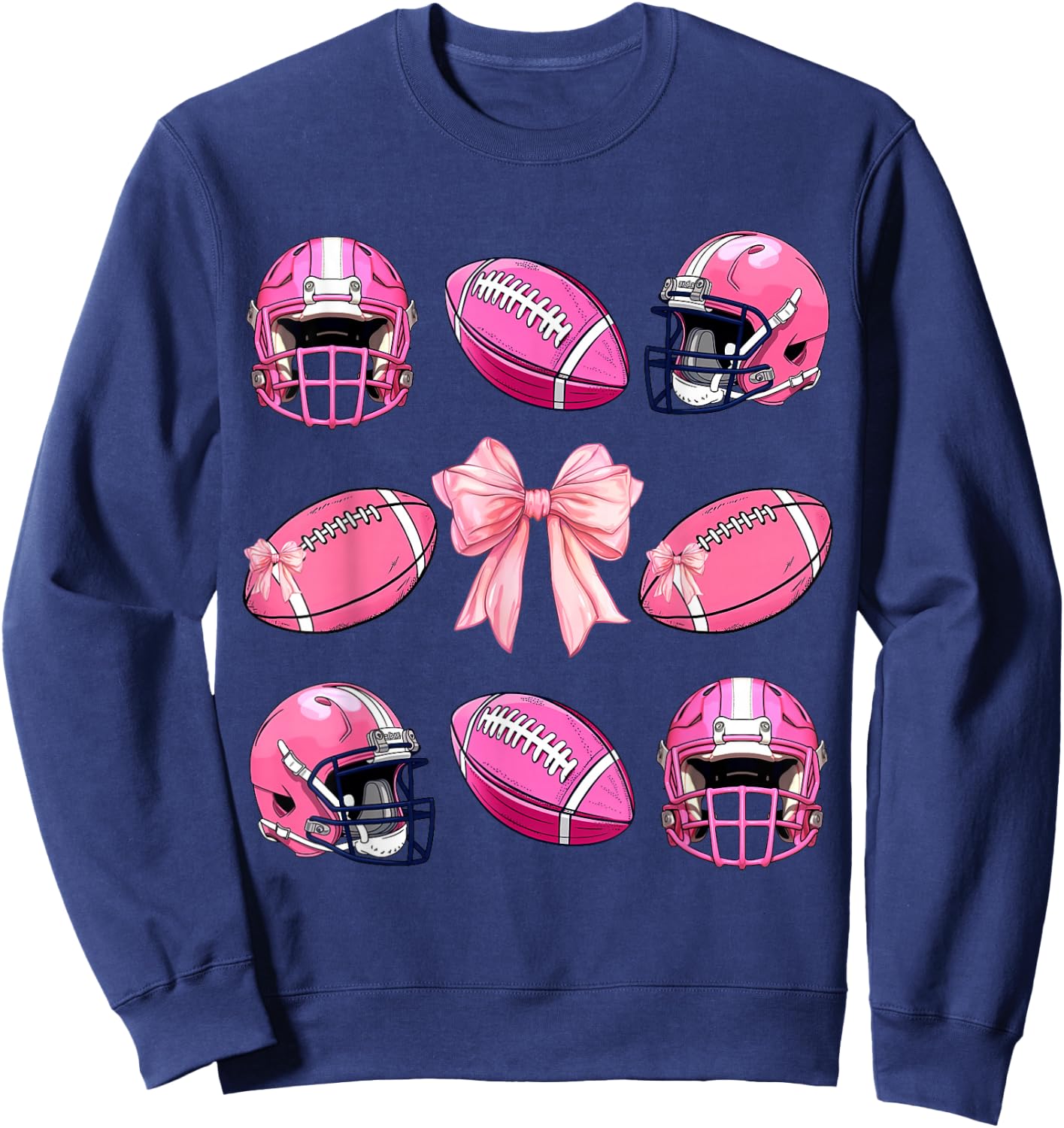 Cute Pink football coquette bow shirt Esthetics Women Girl Sweatshirt - Sweatshirt | Navy