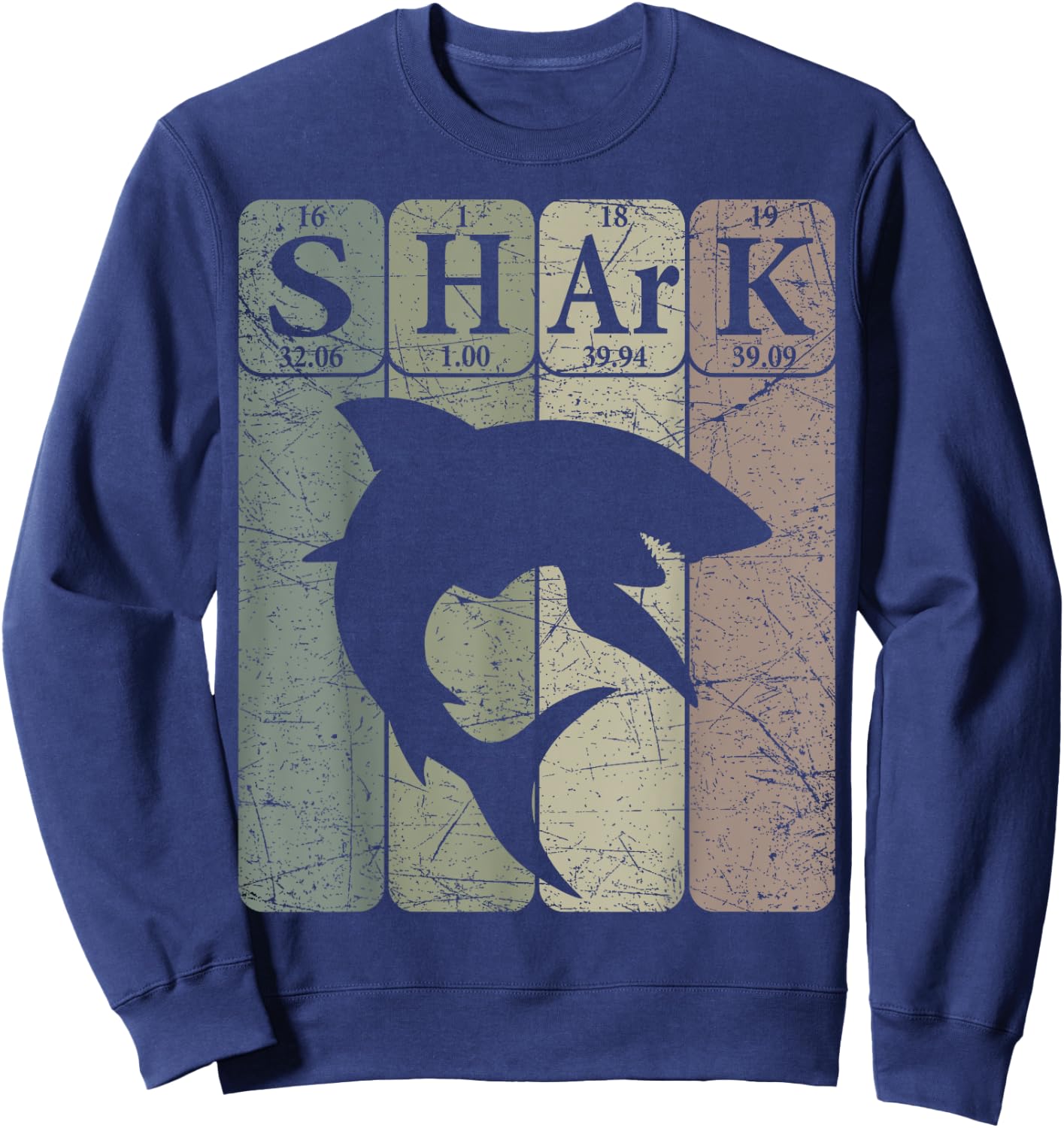 Shark Periodic Table Elements Retro Shark Selachimorphaphile Sweatshirt - Sweatshirt | Navy