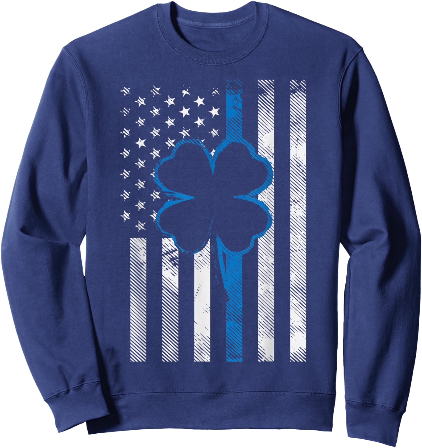 Thin Blue Line LE Cop Police Irish US Flag St Patricks Day Sweatshirt - Sweatshirt | Navy