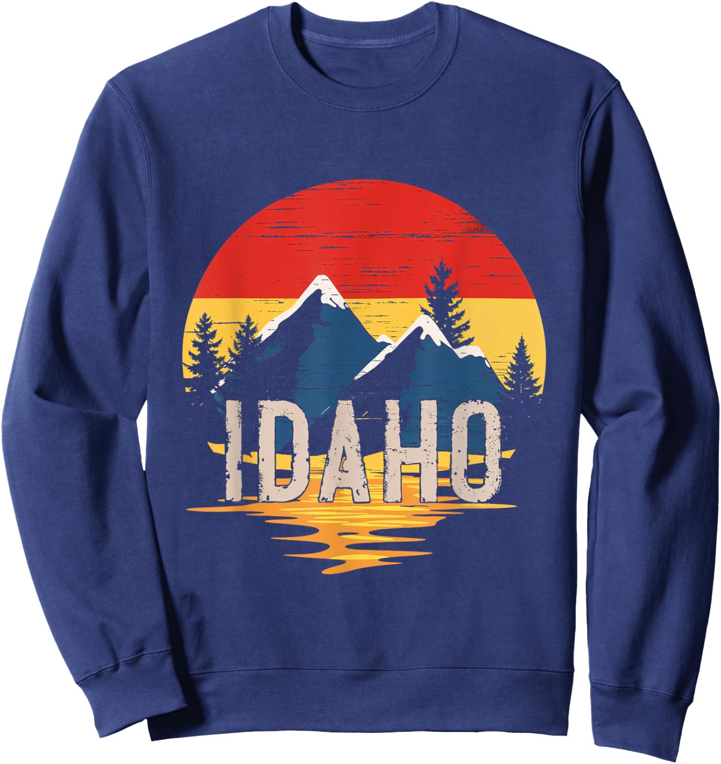 Idaho Mountain Sunset Idaho Outdoors Retro Sweatshirt - Sweatshirt | Navy