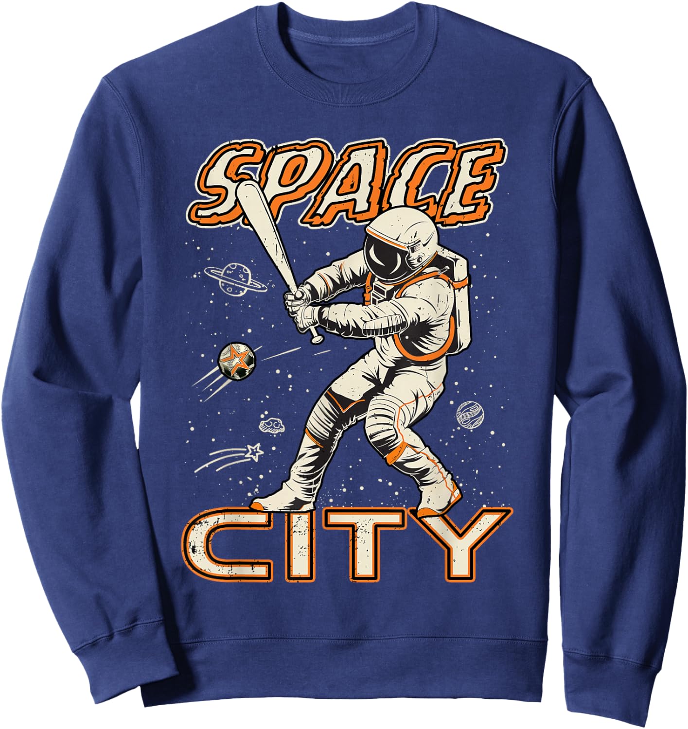 Graphic Houston Last Name Pride Vintage Costume Space City Sweatshirt - Sweatshirt | Navy