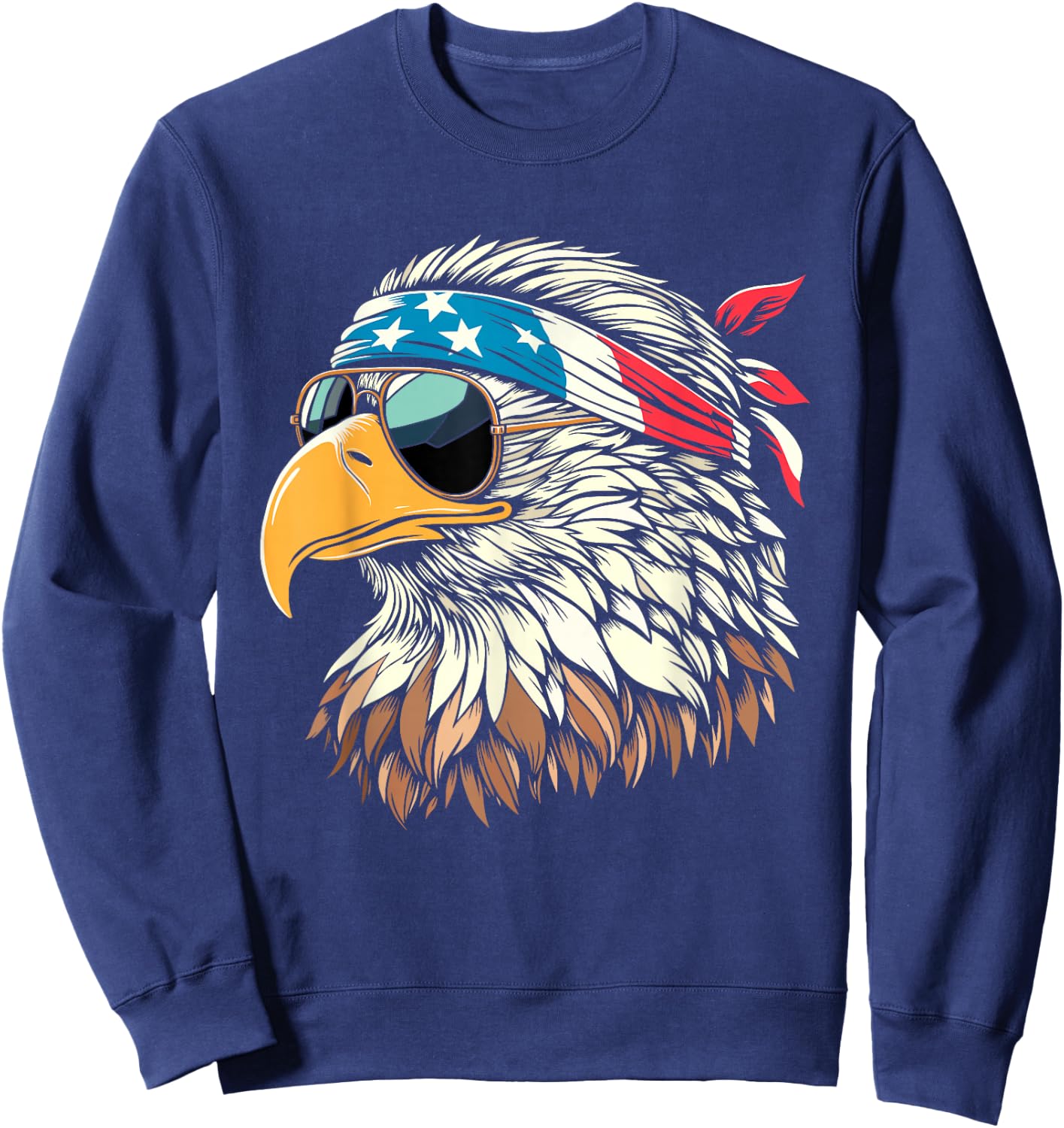 Bald Eagle 4th of July USA American Flag Patriotic Men Women Sweatshirt - Sweatshirt | Navy