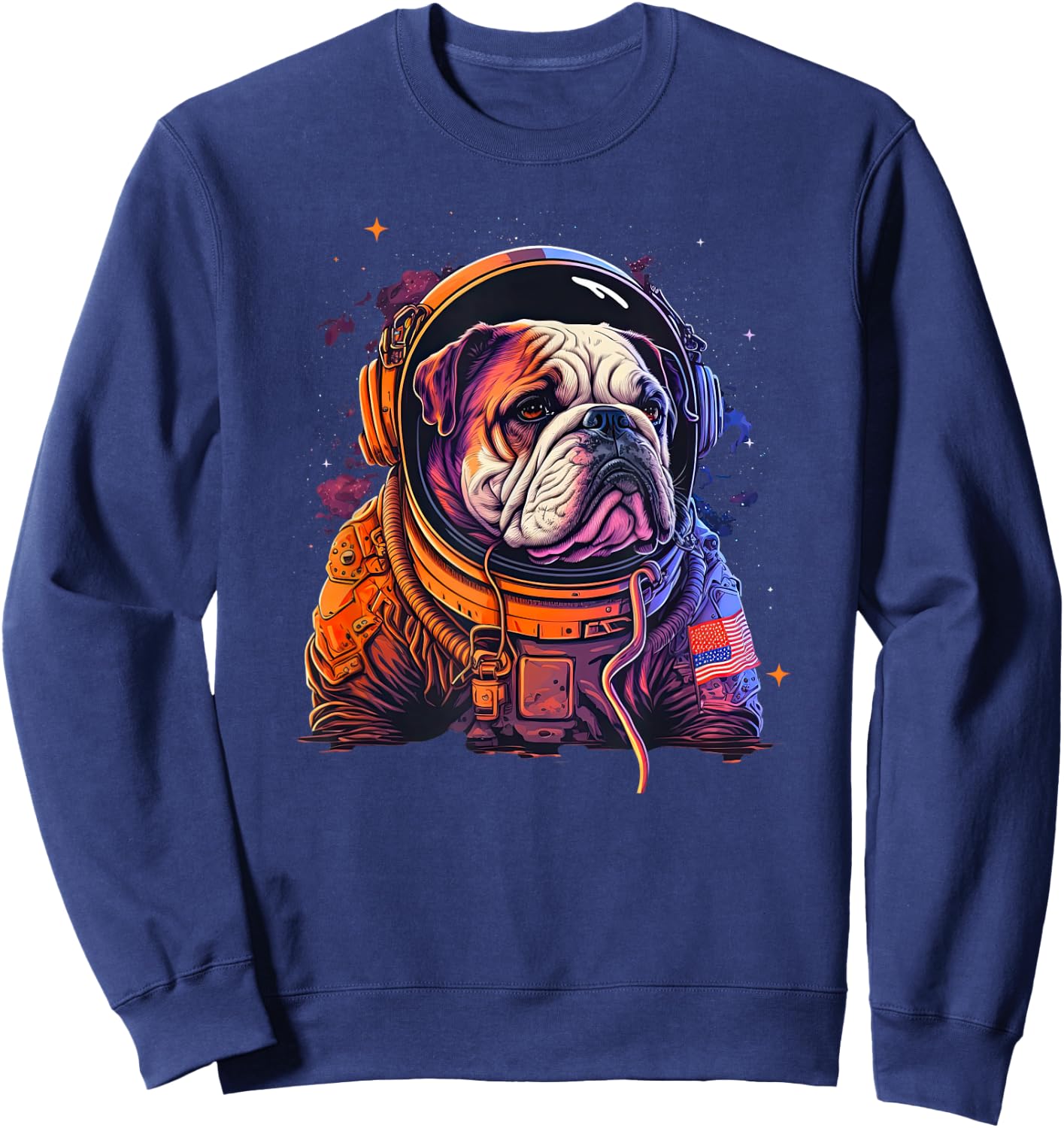 Funny Bulldog Dog Astronaut In the Space Men Women Kids Sweatshirt - Sweatshirt | Navy