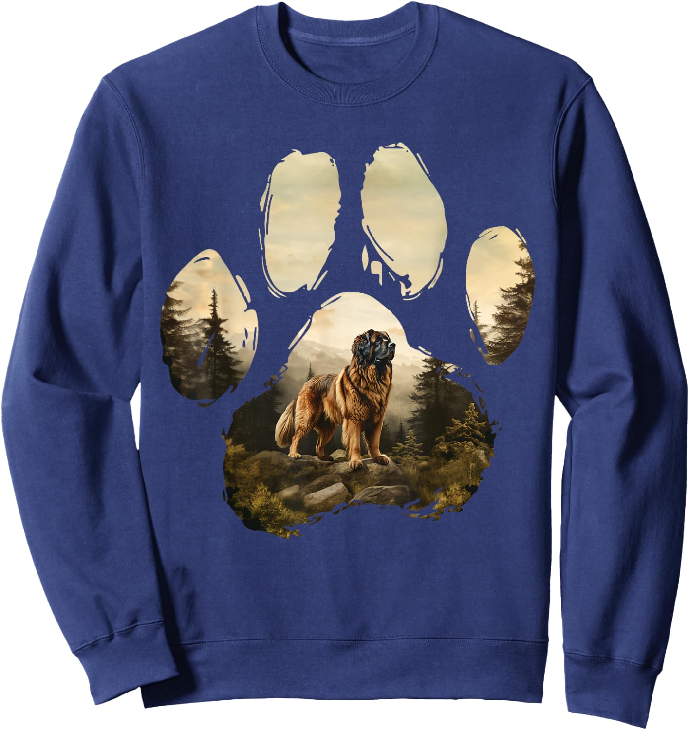 Leonberger Mountain Paw Design Dog Mom Dad Men Women Girls Kids Sweatshirt - Sweatshirt | Navy