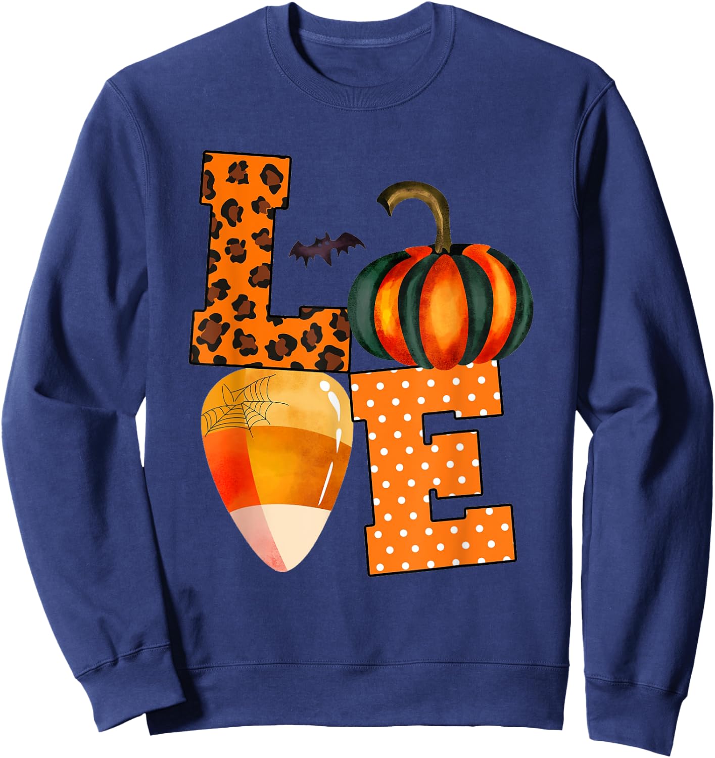 Love Candy Corn And Pumpkin Halloween Costume Gifts Sweatshirt - Sweatshirt | Navy