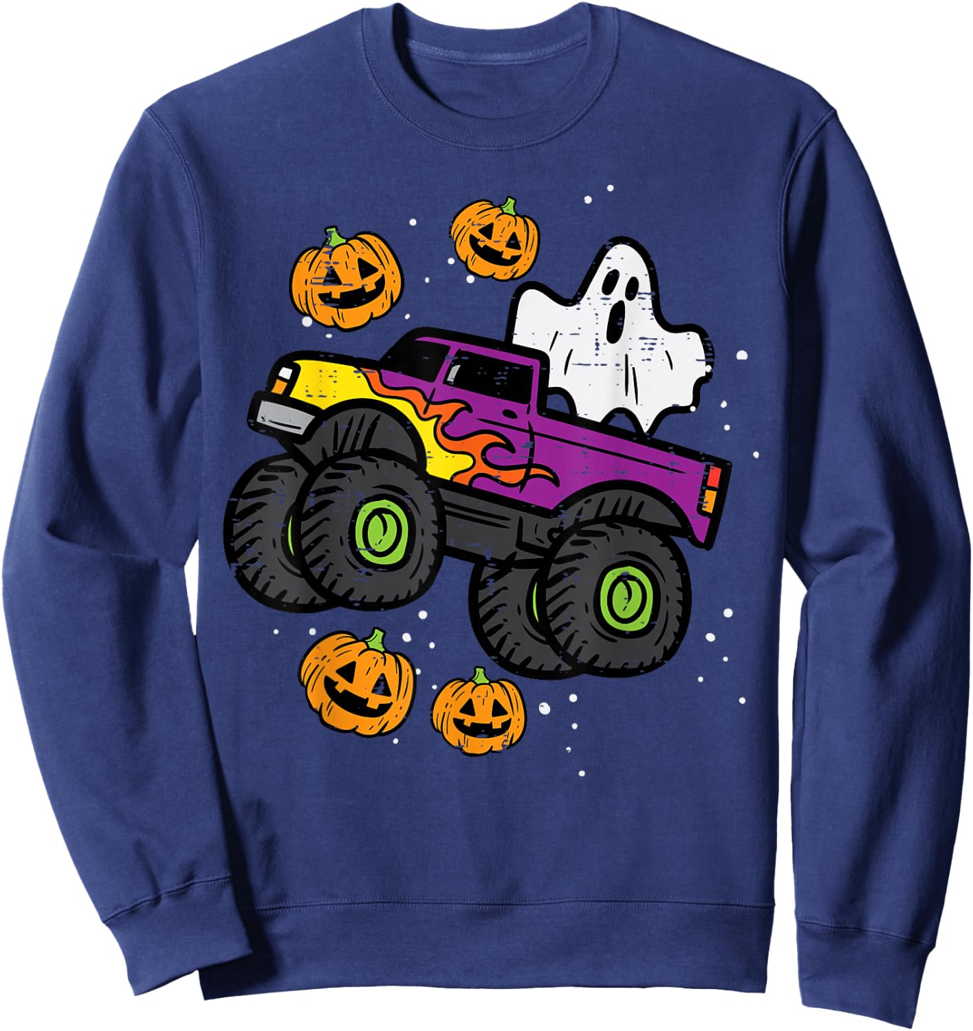 Halloween Ghost Monster Truck Costume Toddler Boys Kid Youth Sweatshirt - Sweatshirt | Navy