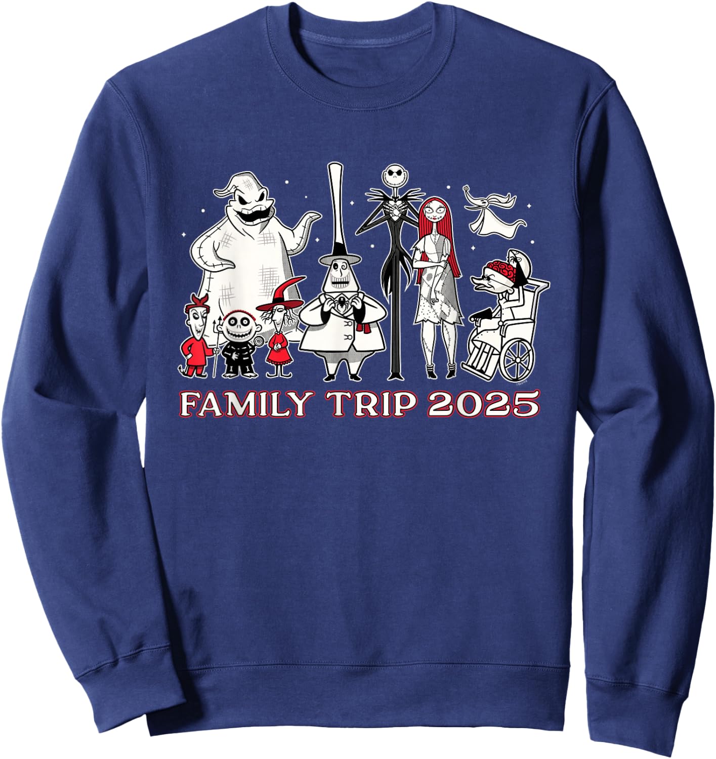 Disney The Nightmare Before Christmas B&W&R Family Trip 2025 Sweatshirt - Sweatshirt | Navy