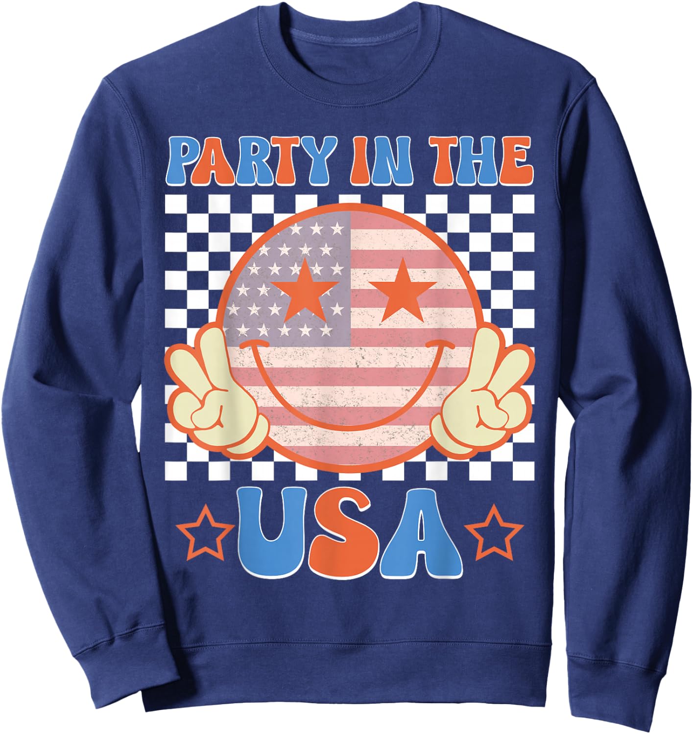 Party in the USA 4th of July Preppy Smile Kids Men Women Sweatshirt - Sweatshirt | Navy