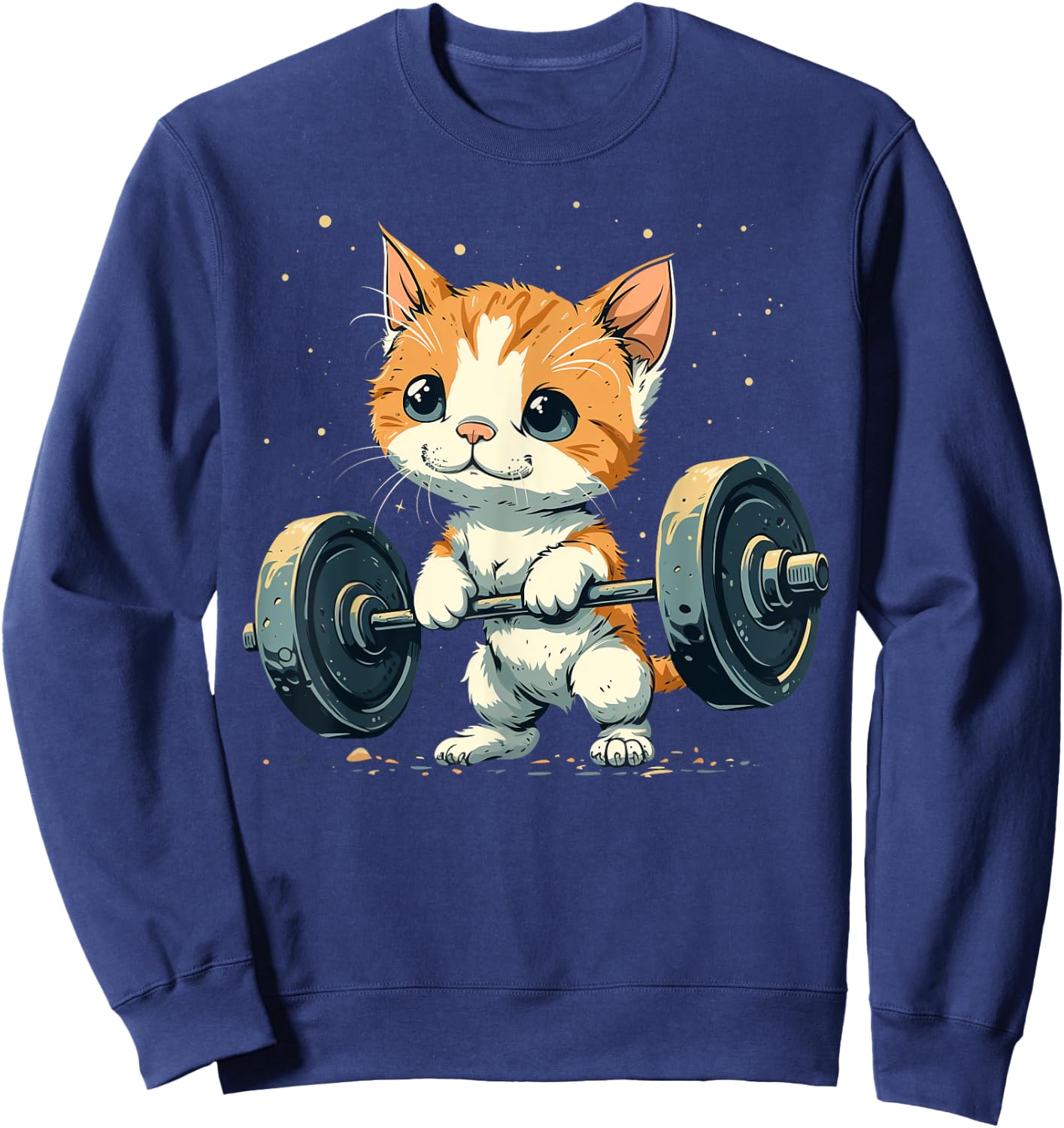 Weightlifter Cat on Weightlifting Men Women Kids Sweatshirt - Sweatshirt | Navy