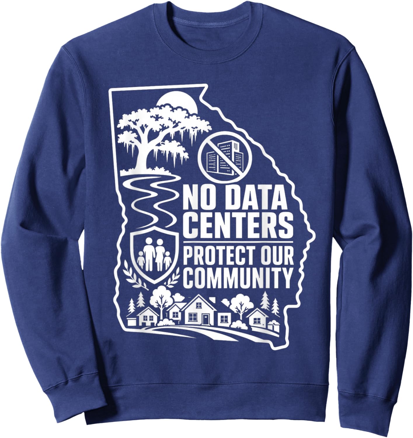 No Data Centers Protect Our Community Retro Sweatshirt - Sweatshirt | Navy