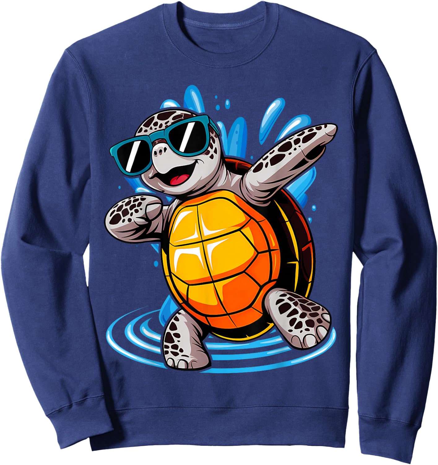 Dabbing Sea Turtles Boys Girls Save Turtles Sweatshirt - Sweatshirt | Navy