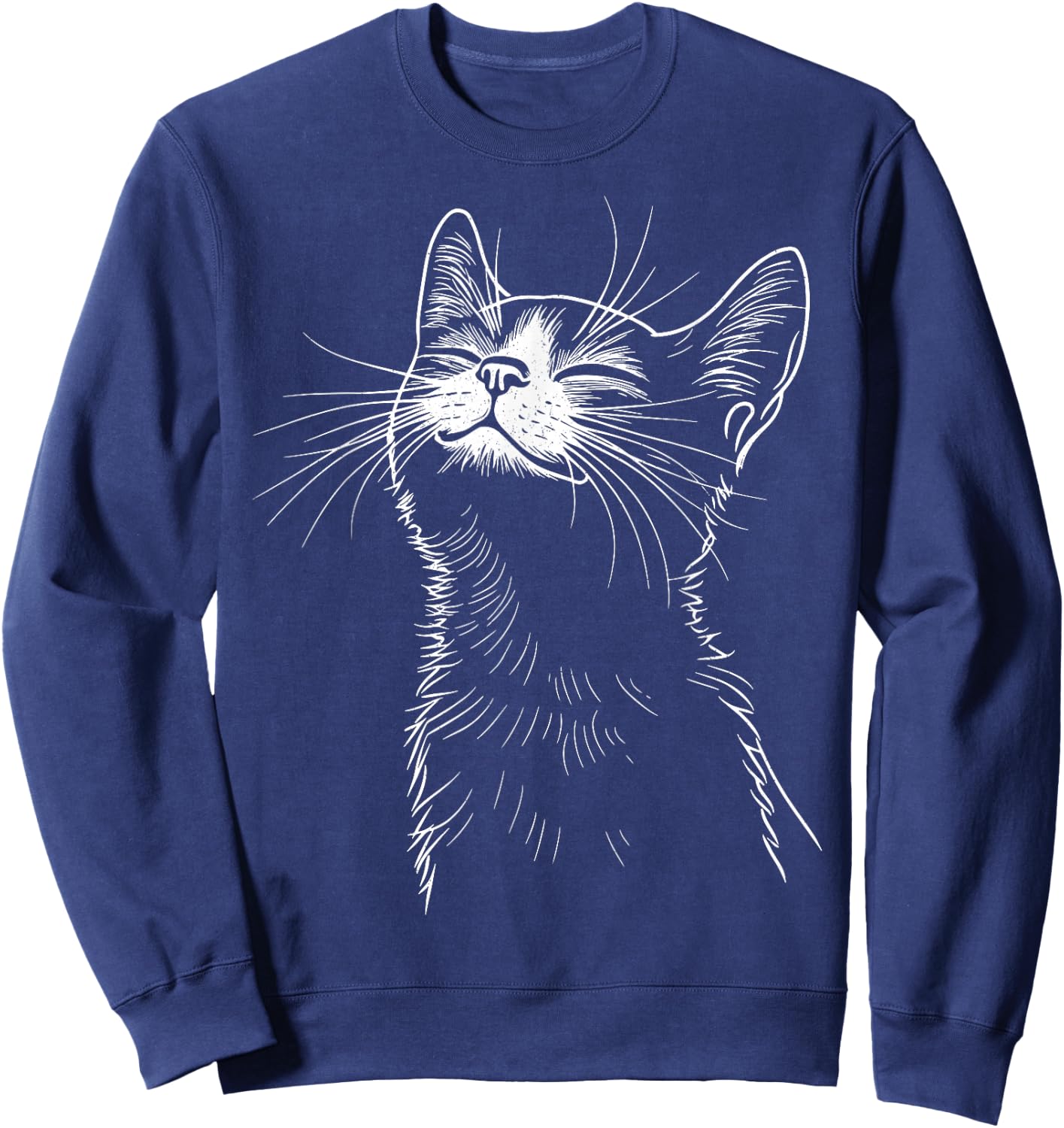 Smiling Cat Minimal – Subtle Cute Kitty Sweatshirt - Sweatshirt | Navy