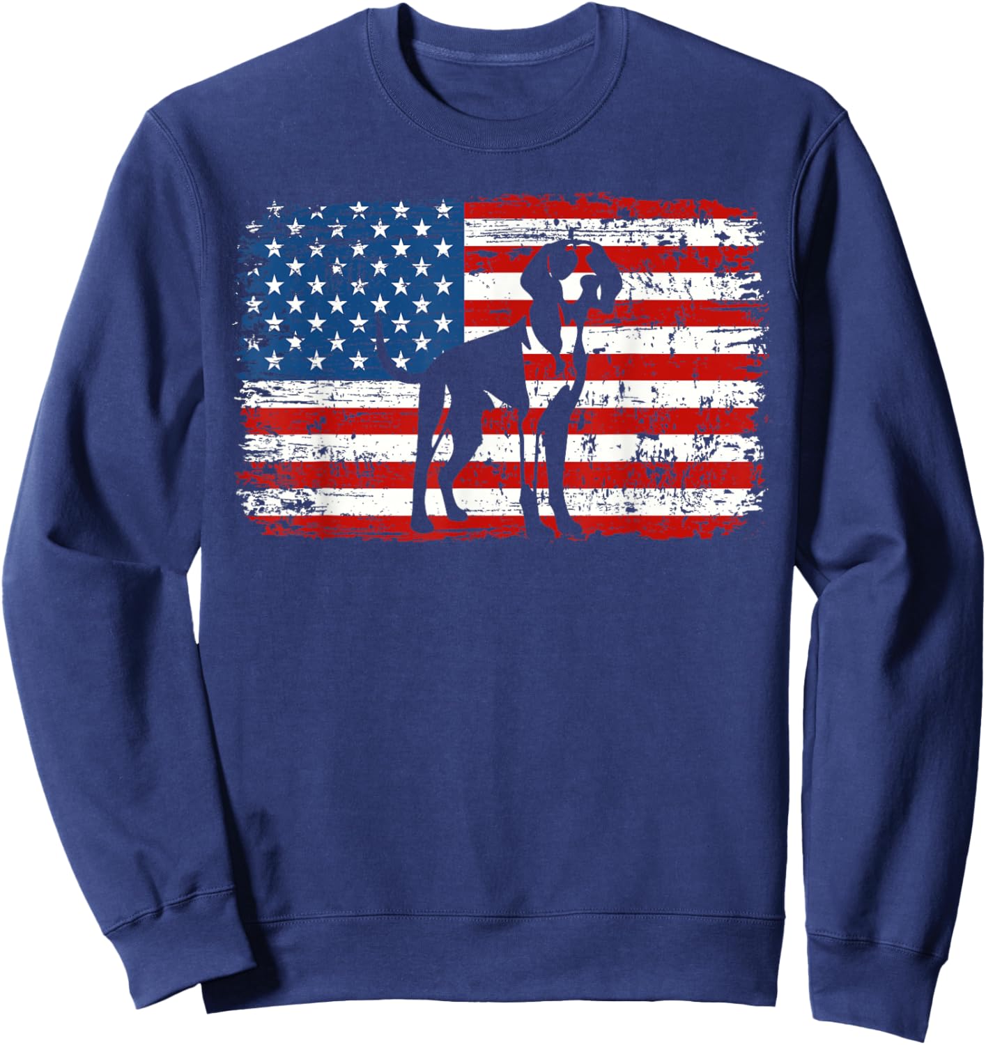 American Flag Foxhound Dog Patriotic Animal 4th of July Sweatshirt - Sweatshirt | Navy