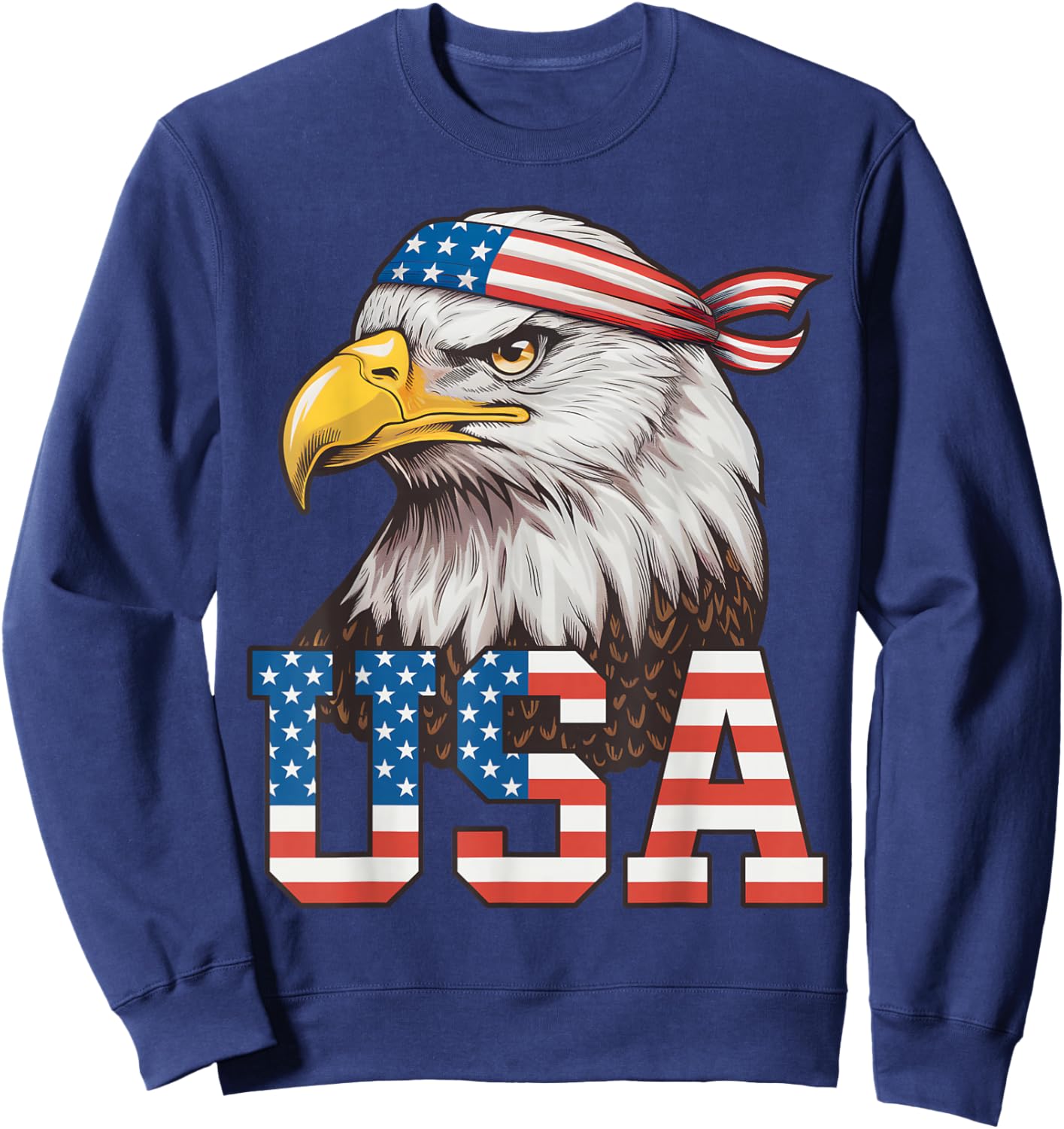 USA American Flag Men Women Kids Bald Eagle Patriotic Sweatshirt - Sweatshirt | Navy