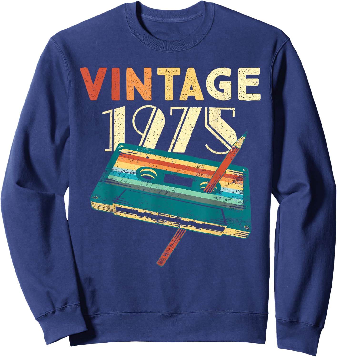50 Years Old Gifts Vintage 1975 Music Cassette 50th Birthday Sweatshirt - Sweatshirt | Navy