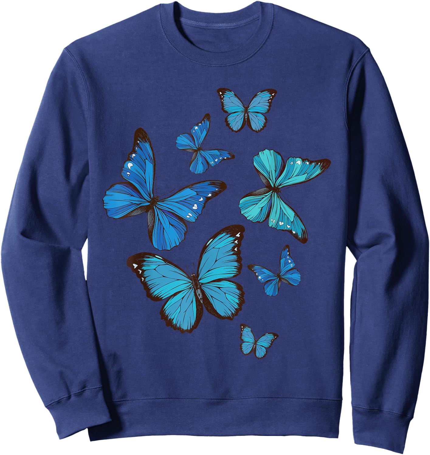 Blue Morpho Butterfly Swarm Lepidoptera Lover Entomologist Sweatshirt - Sweatshirt | Navy