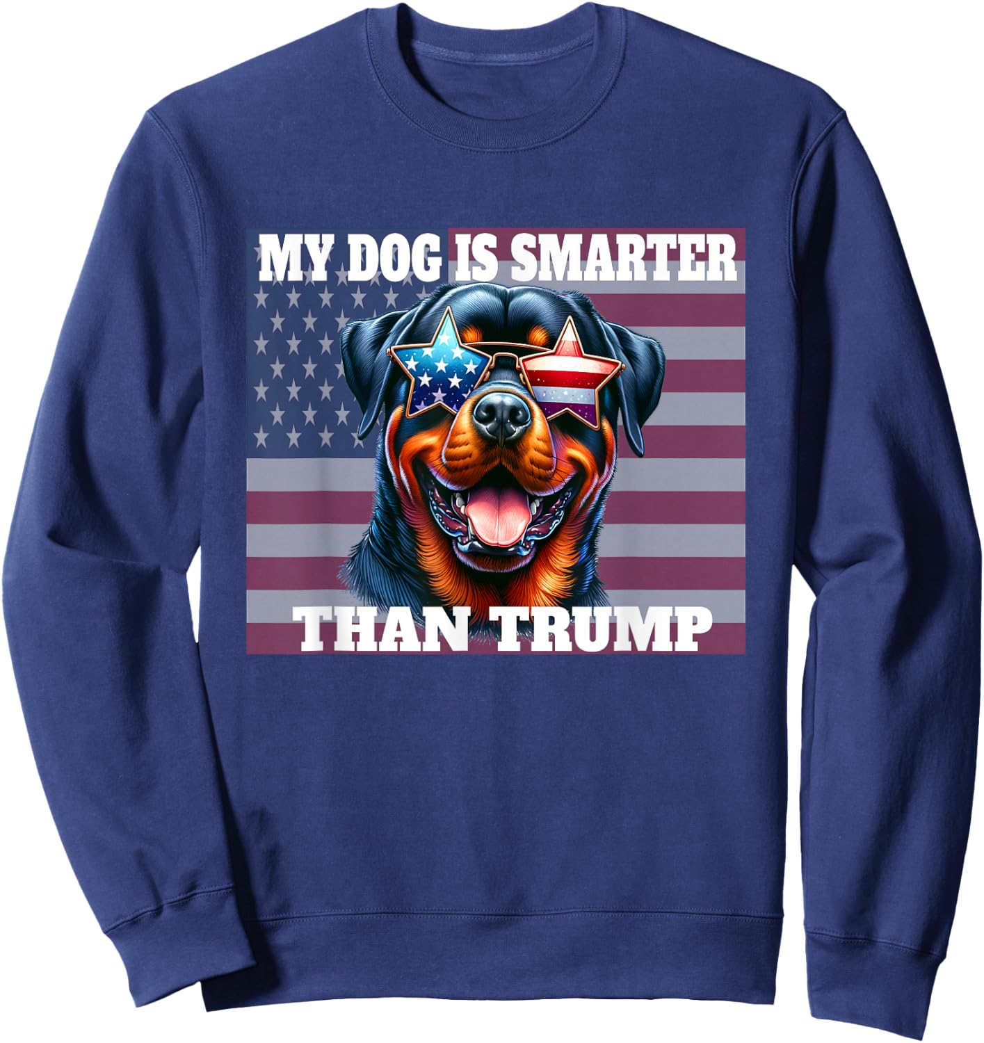 My Dog Is Smarter Than Trump funny anti-Trump dog lover Women Kids Sweatshirt - Sweatshirt | Navy