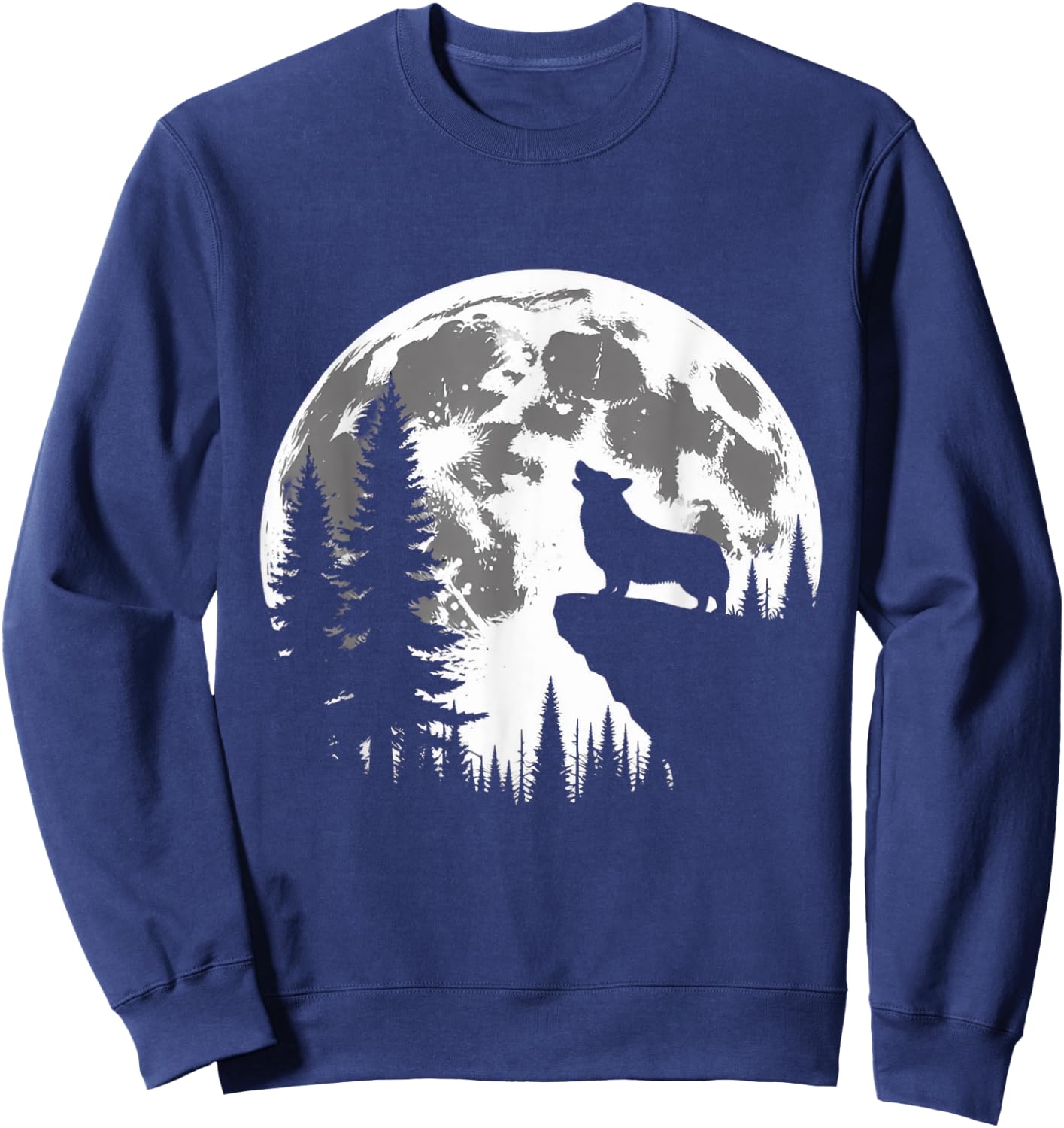 Corgi Dog Moon Howl in Forest Halloween Costume Men Women Kids Sweatshirt - Sweatshirt | Navy