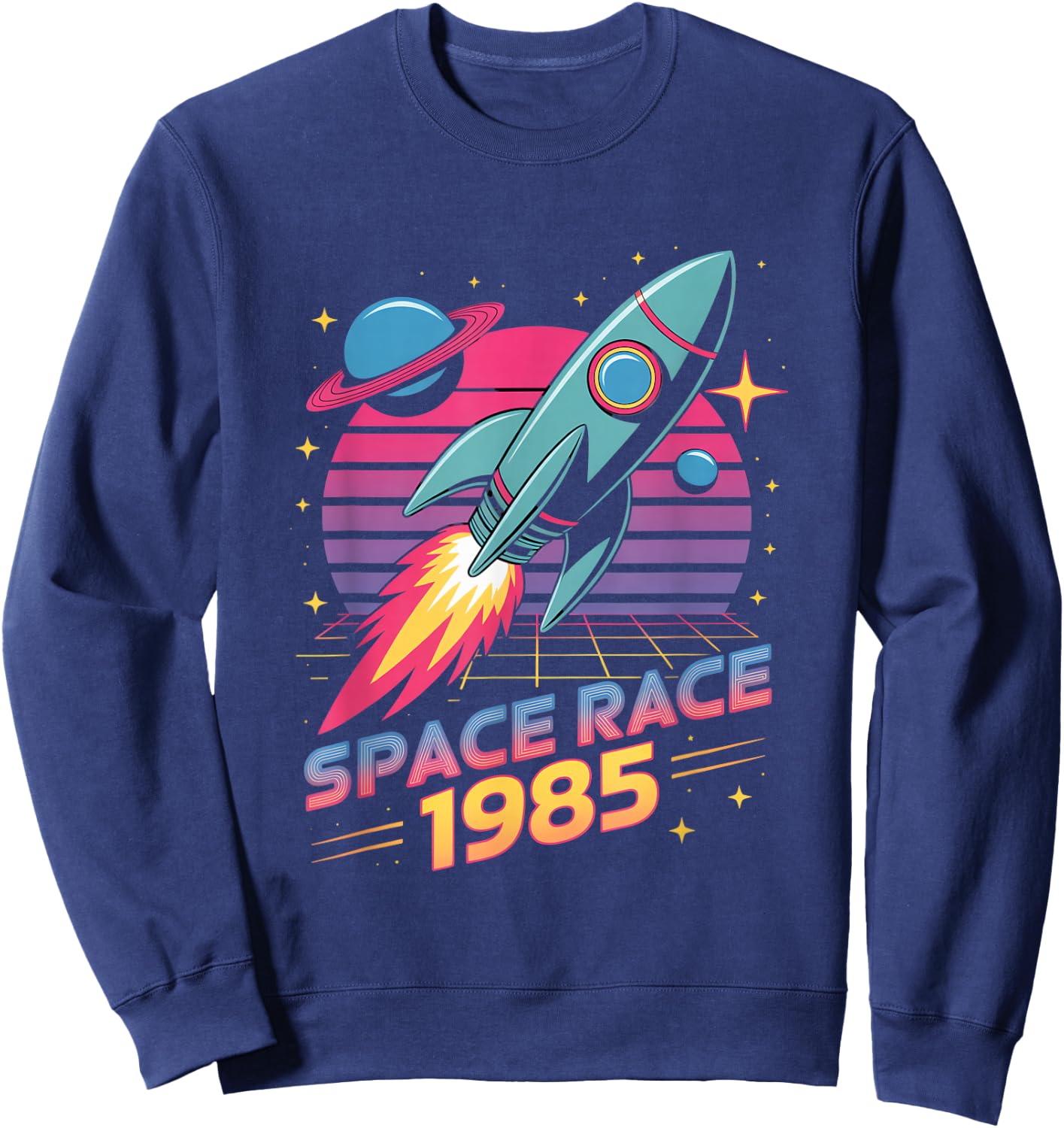 Space Race 1985 Retro Rocket Eighties Space Sweatshirt - Sweatshirt | Navy
