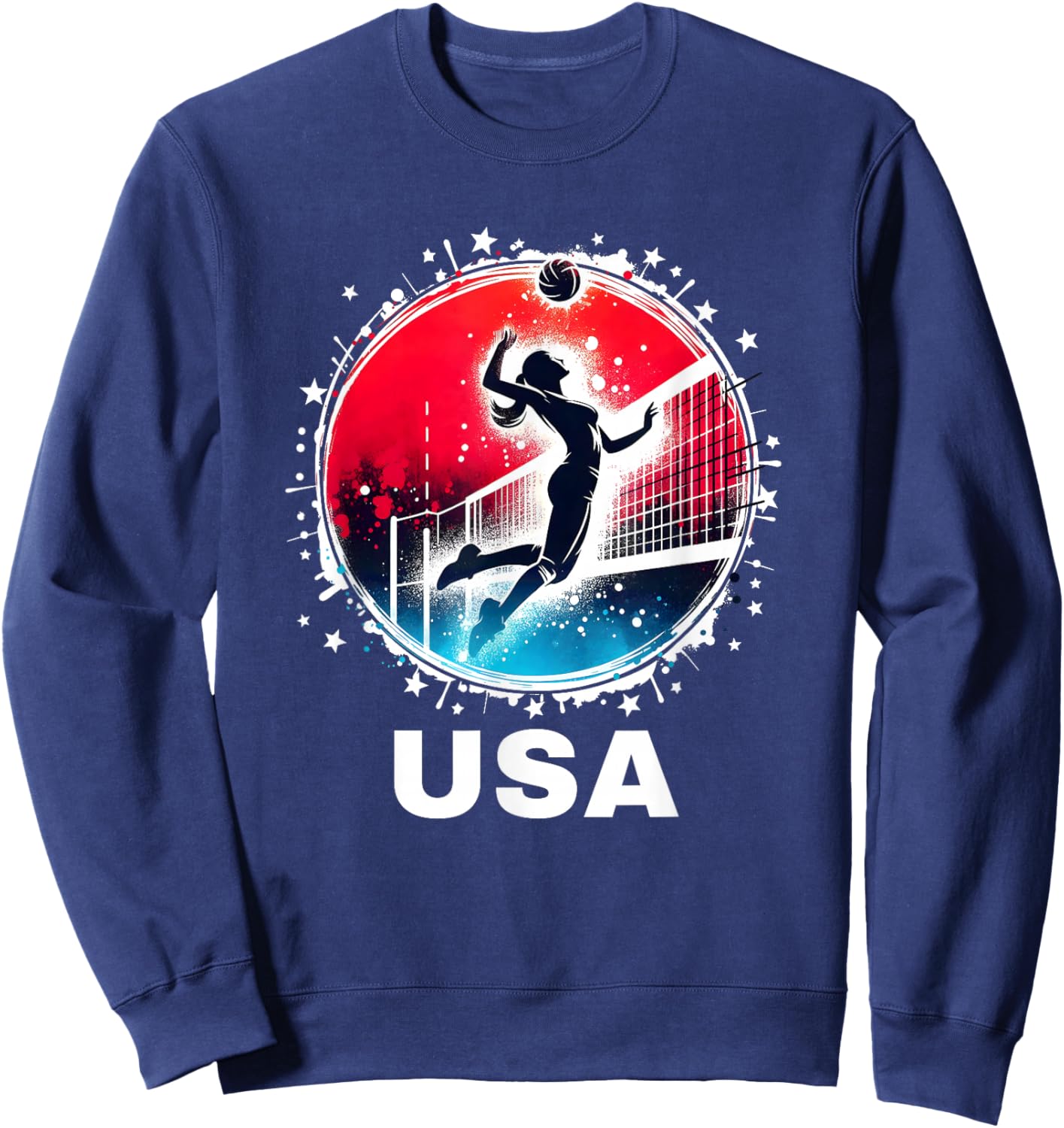 Volleyball USA Go USA Team USA Flag Women Volleyball Sweatshirt - Sweatshirt | Navy
