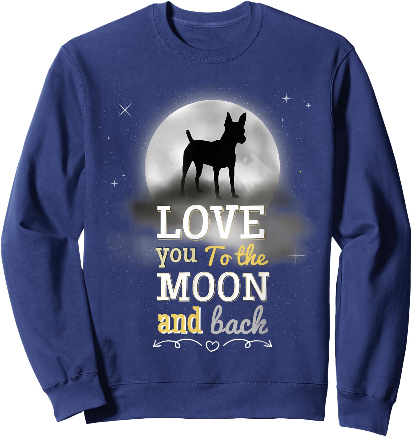 American Toy Fox Terrier Dog Love To The Moon Sweatshirt - Sweatshirt | Navy