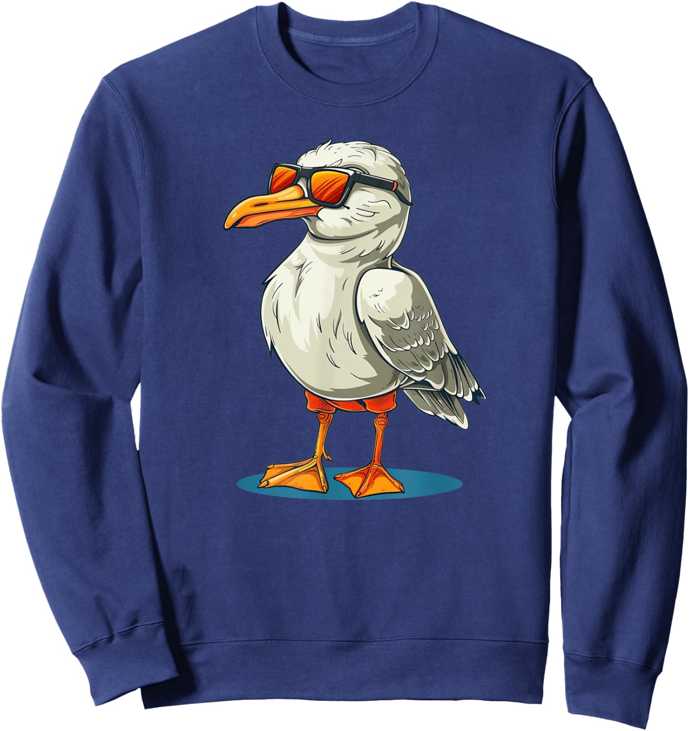 Funny Seagull in Shorts Outfit for Boys and Girls Sweatshirt - Sweatshirt | Navy