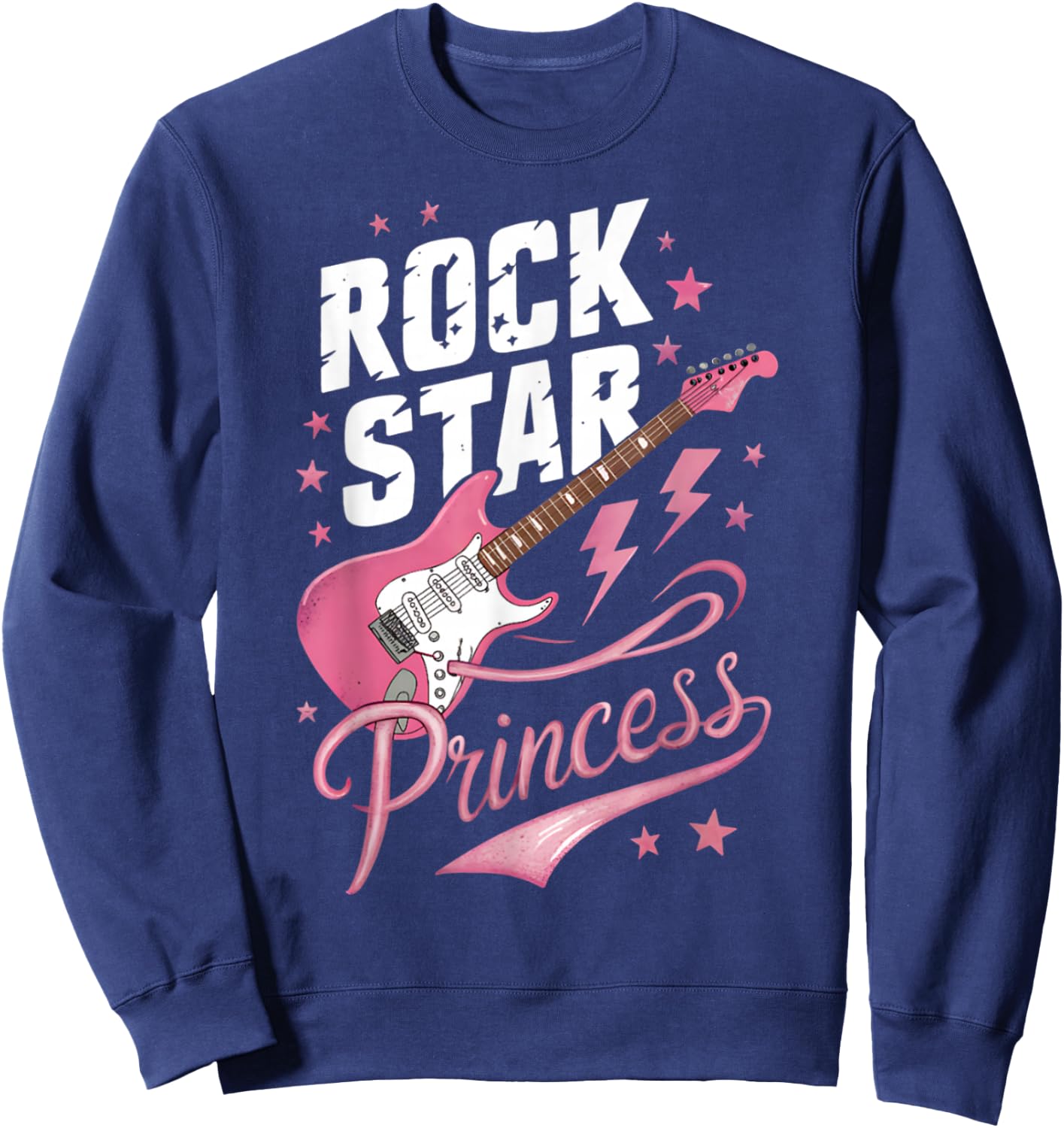 Girls Women's Teen Rock Star Princess Electric Guitar Design Sweatshirt - Sweatshirt | Navy