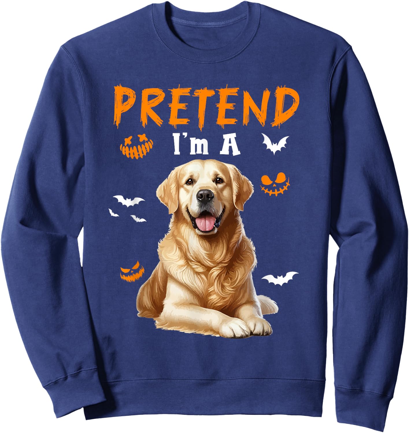 Pretend I'm A Golden Retriever Halloween Costume Owner Kids Sweatshirt - Sweatshirt | Navy