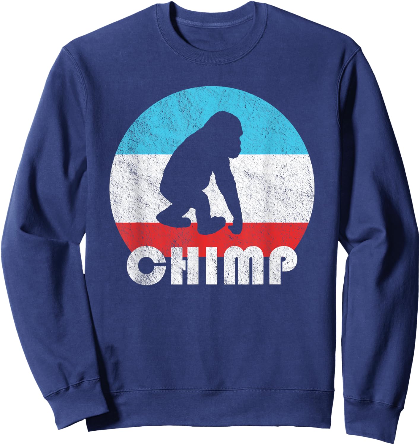 Baby Chimpanzee Chimp Vintage Retro Silhouette Gift Sweatshirt - Sweatshirt | Navy