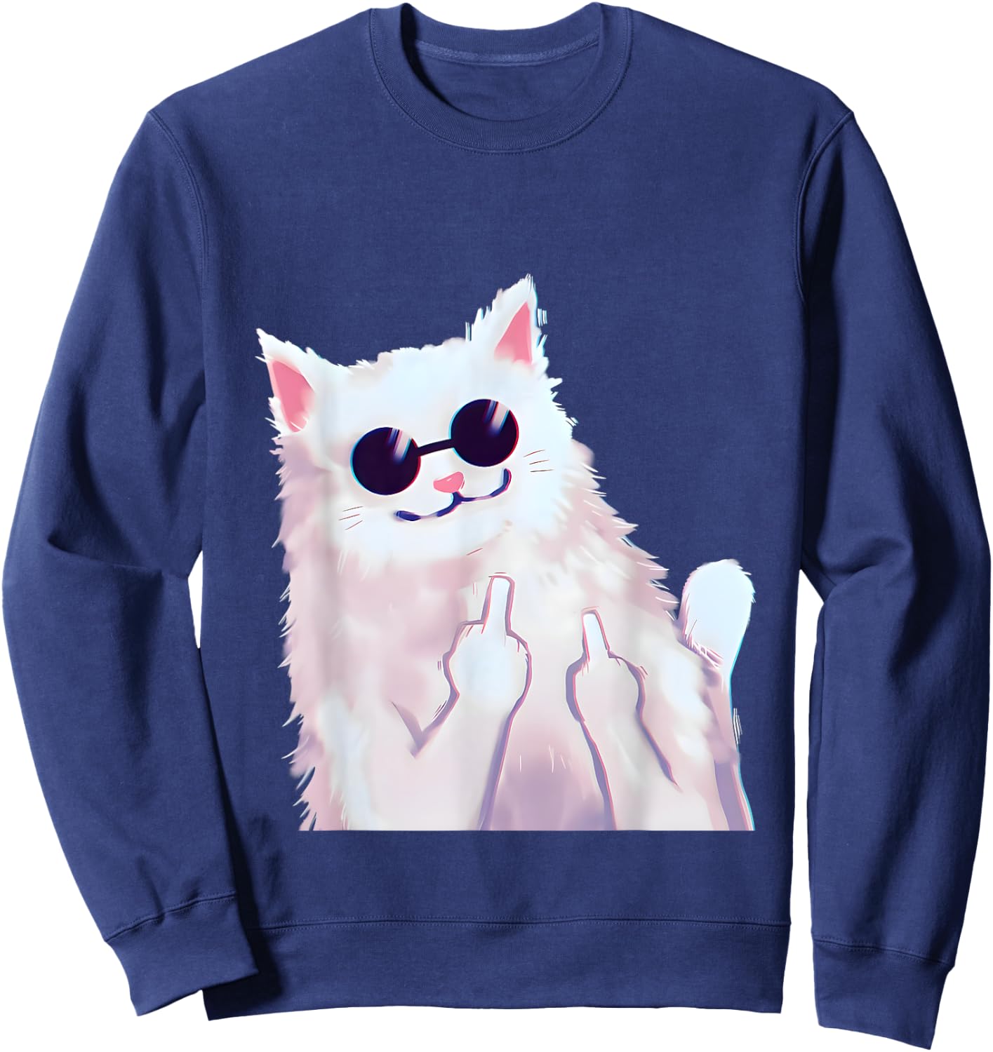 Kawaii Anime Cat Lover Japanese Kitten Anime Tokyo Otaku Sweatshirt - Sweatshirt | Navy