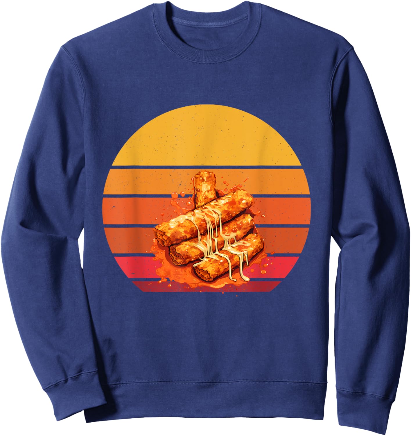 Mozzarella Sticks Retro Cheesy Mozzarella Sticks Lover Sweatshirt - Sweatshirt | Navy