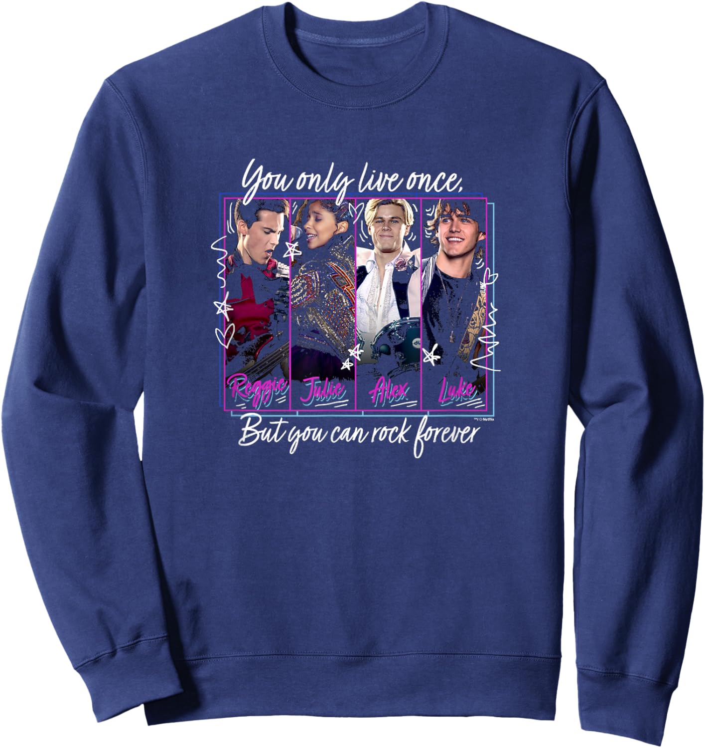 Julie and The Phantoms YOLO But You Can Rock Forever Small Sweatshirt - Sweatshirt | Navy