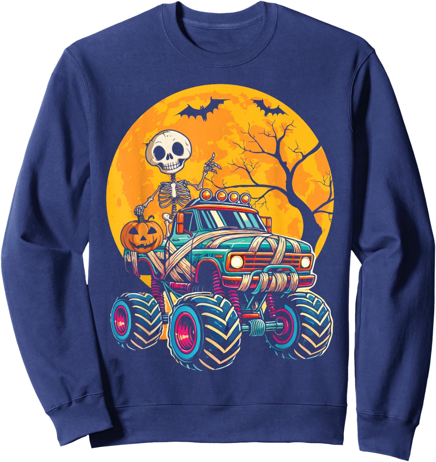Monster Truck Halloween Costume Toddler Boys Halloween Kid Sweatshirt - Sweatshirt | Navy