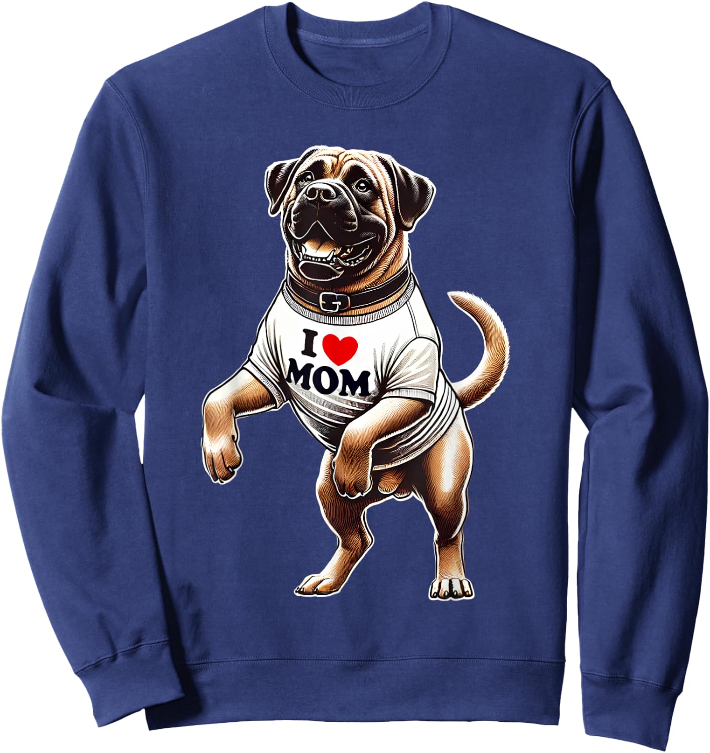 Boerboel Mom I Love Mom Boerboel Lover Sweatshirt - Sweatshirt | Navy