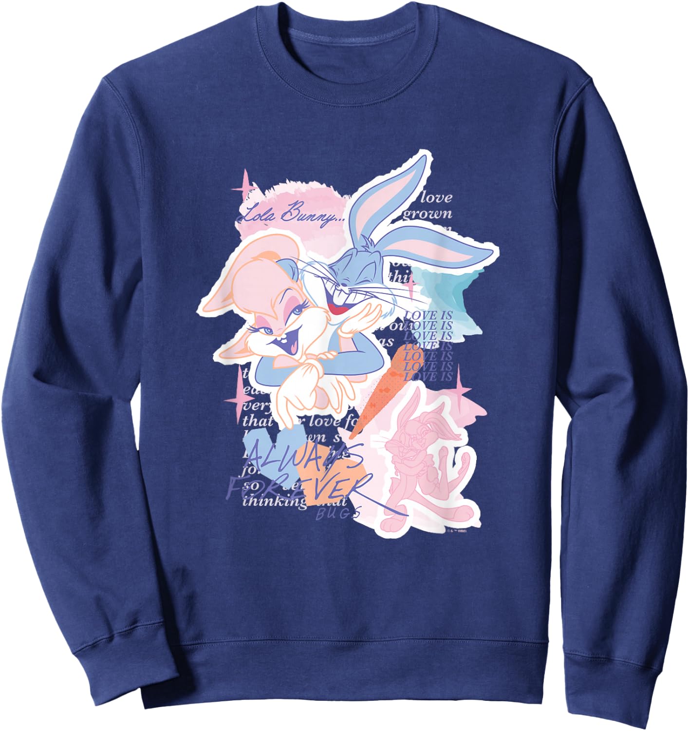 Looney Tunes Bugs Bunny Lola Bunny Always Forever Love Logo Sweatshirt - Sweatshirt | Navy