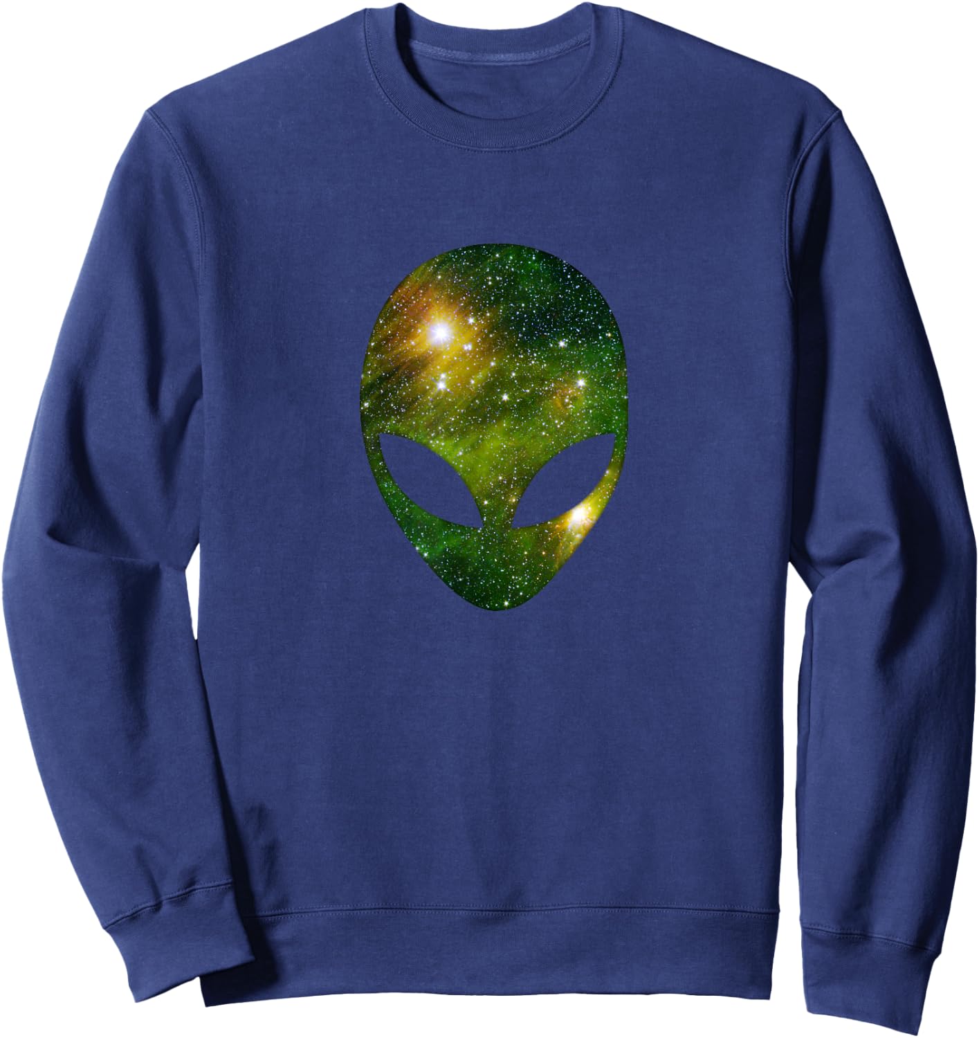 Cosmic Alien Head - Green Ufo Scifi Galaxy Sweatshirt - Sweatshirt | Navy