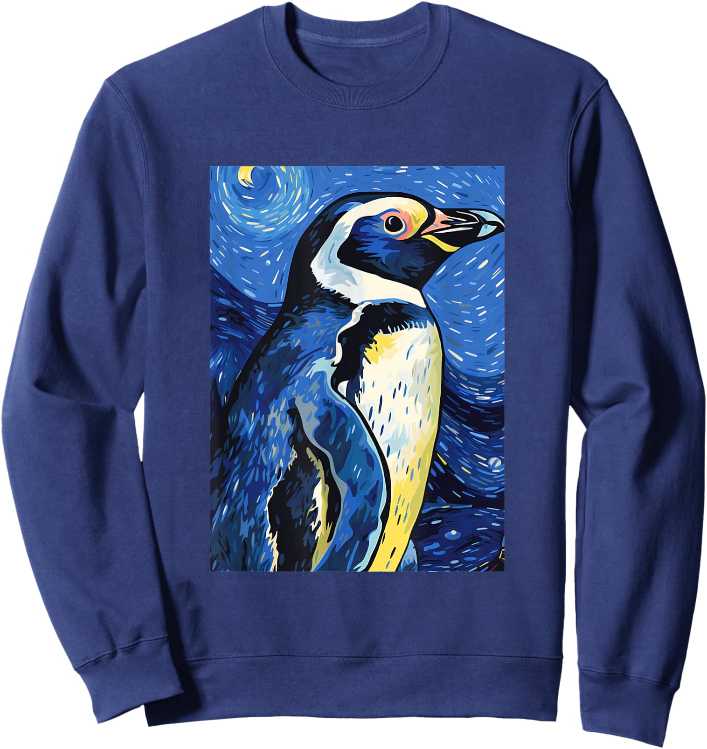 Magellanic Penguin Starry Night Painting Men Women Kids Sweatshirt - Sweatshirt | Navy