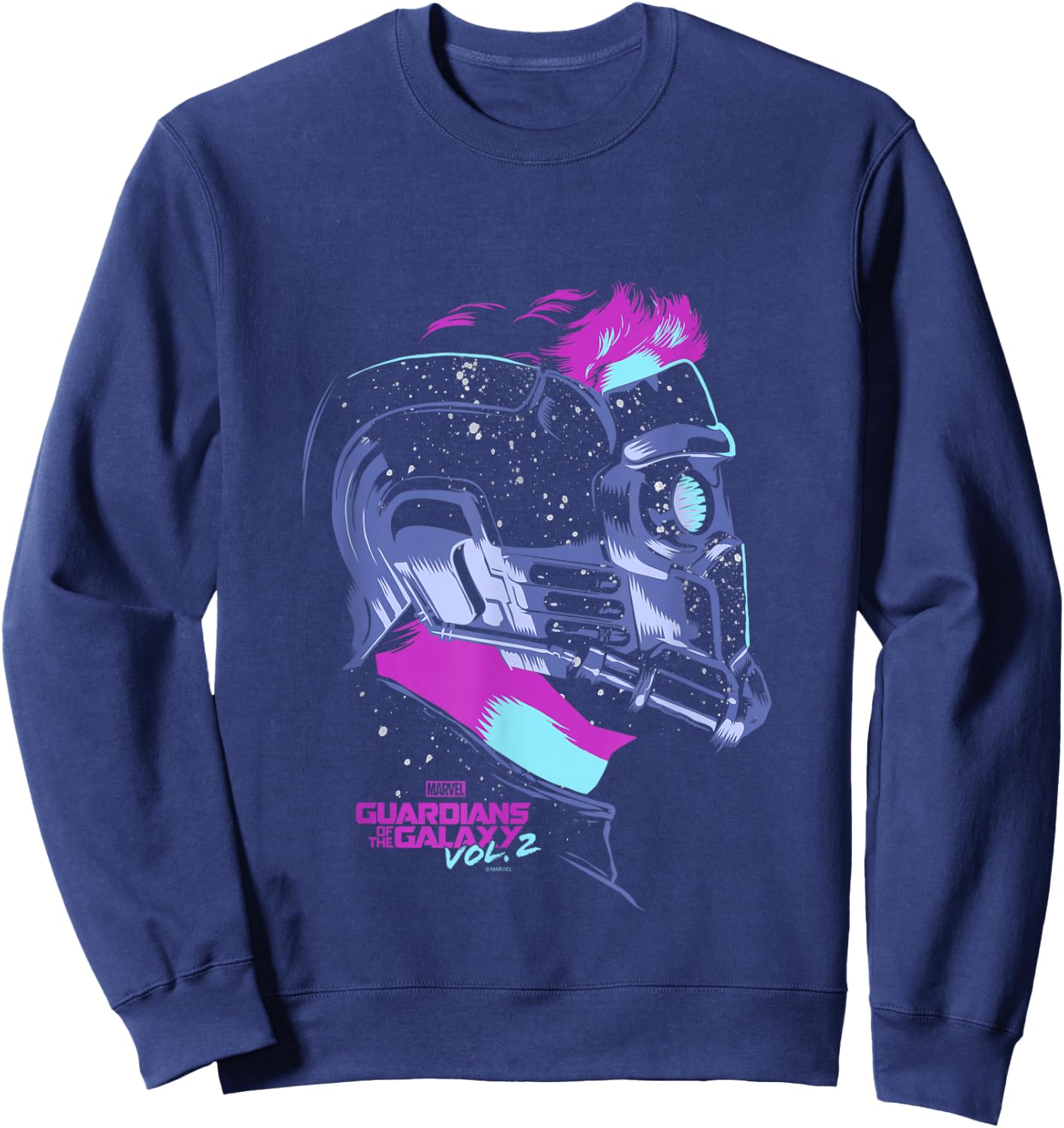 Marvel Guardians of The Galaxy Vol 2 Star-Lord Neon Profile Sweatshirt - Sweatshirt | Navy