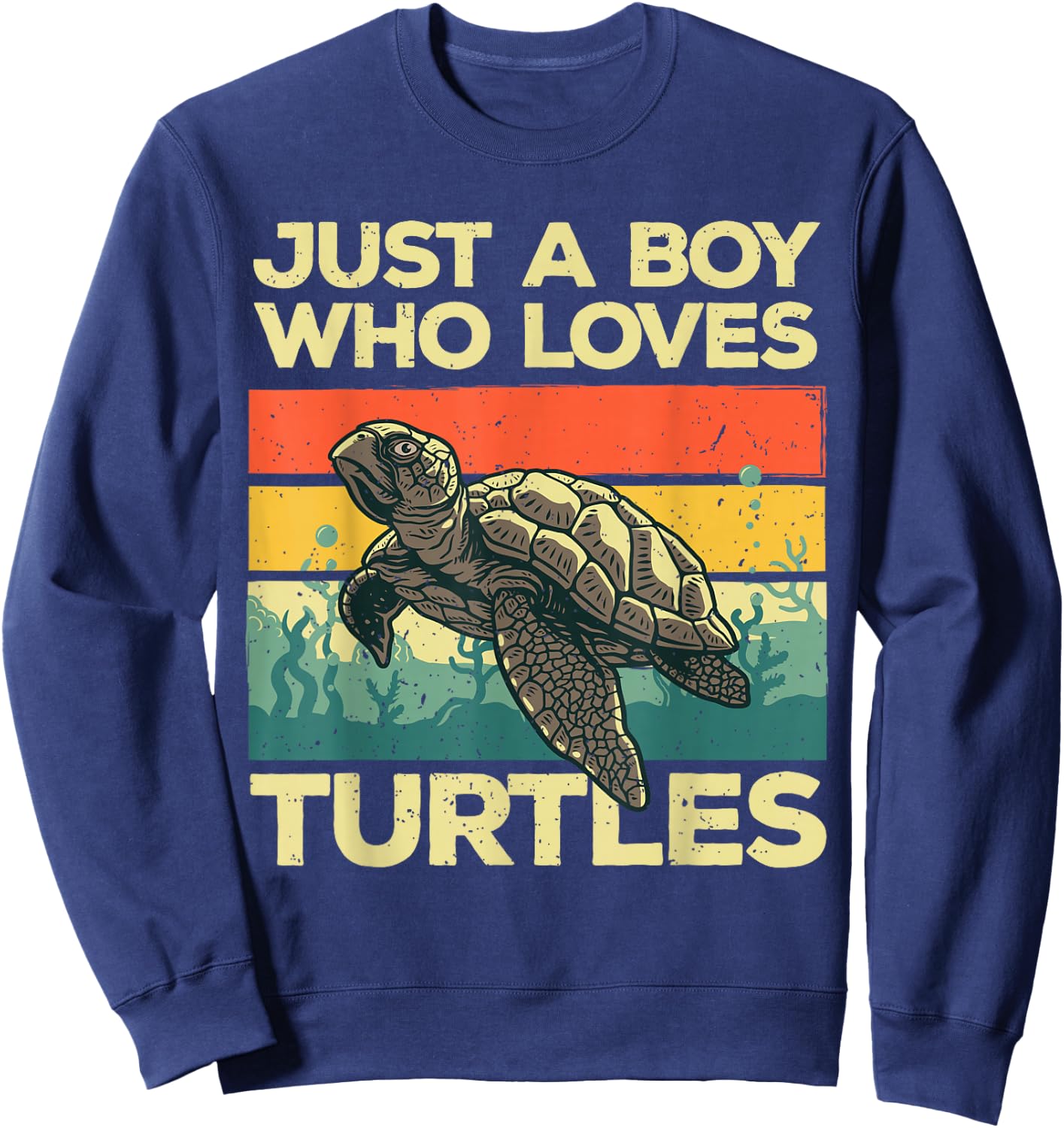 Funny Turtle Boys Tortoise Ocean Turtles Sea Animal Sweatshirt - Sweatshirt | Navy