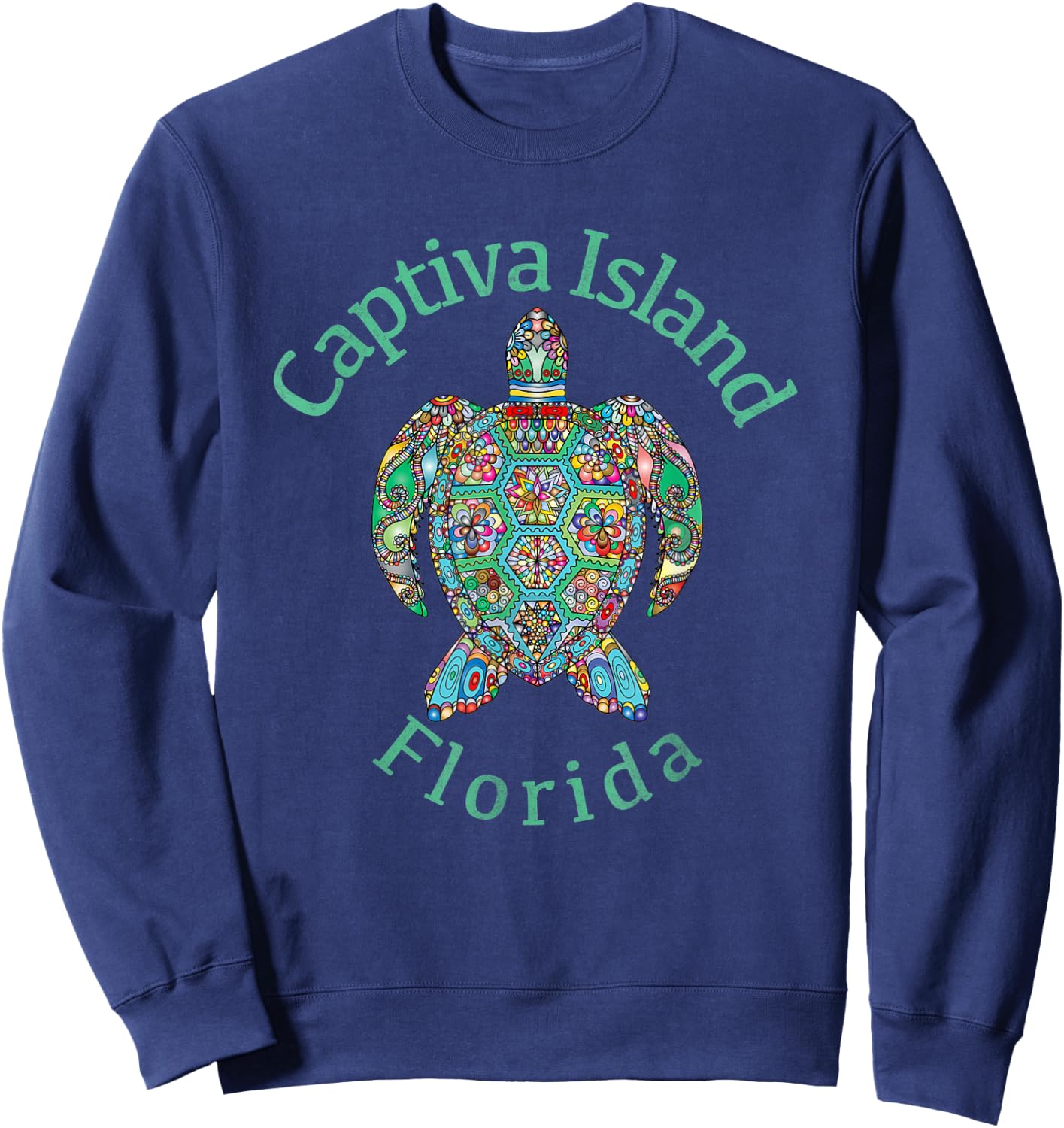 Captiva Island, Florida Tribal Turtle Gift Sweatshirt - Sweatshirt | Navy