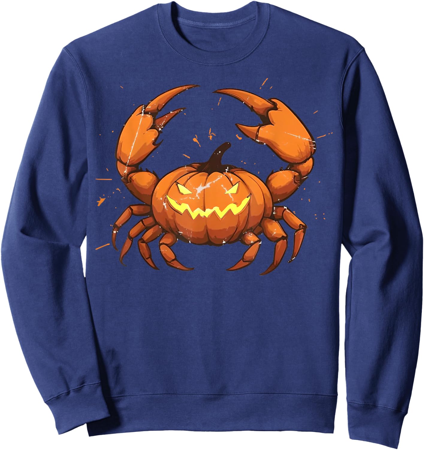 Spooky Crab Pumpkin Cute Easy Lazy Animal Halloween Costume Sweatshirt - Sweatshirt | Navy