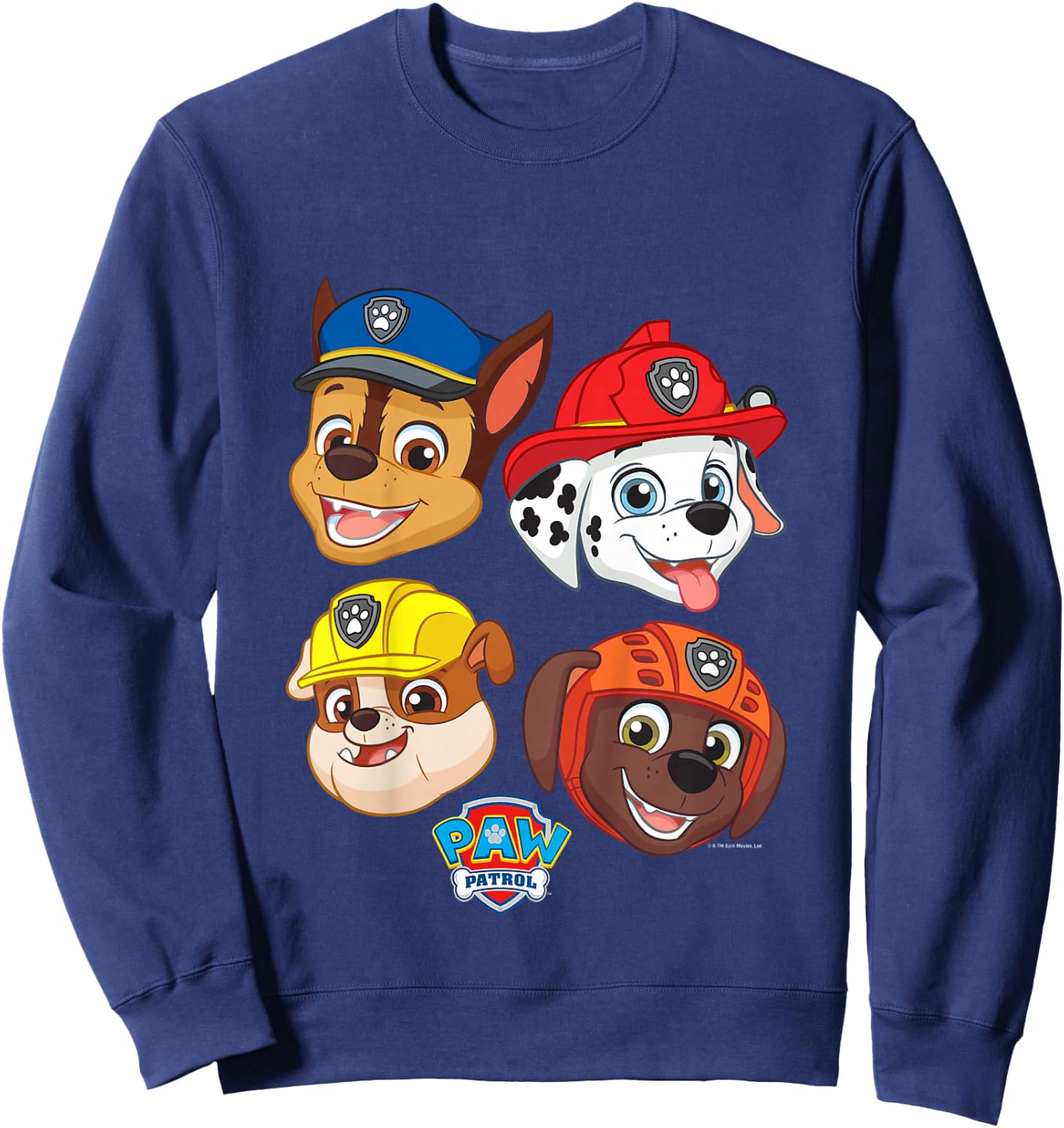 PAW Patrol Chase Marshall Rubble & Zuma Cute Faces Logo Sweatshirt - Sweatshirt | Navy