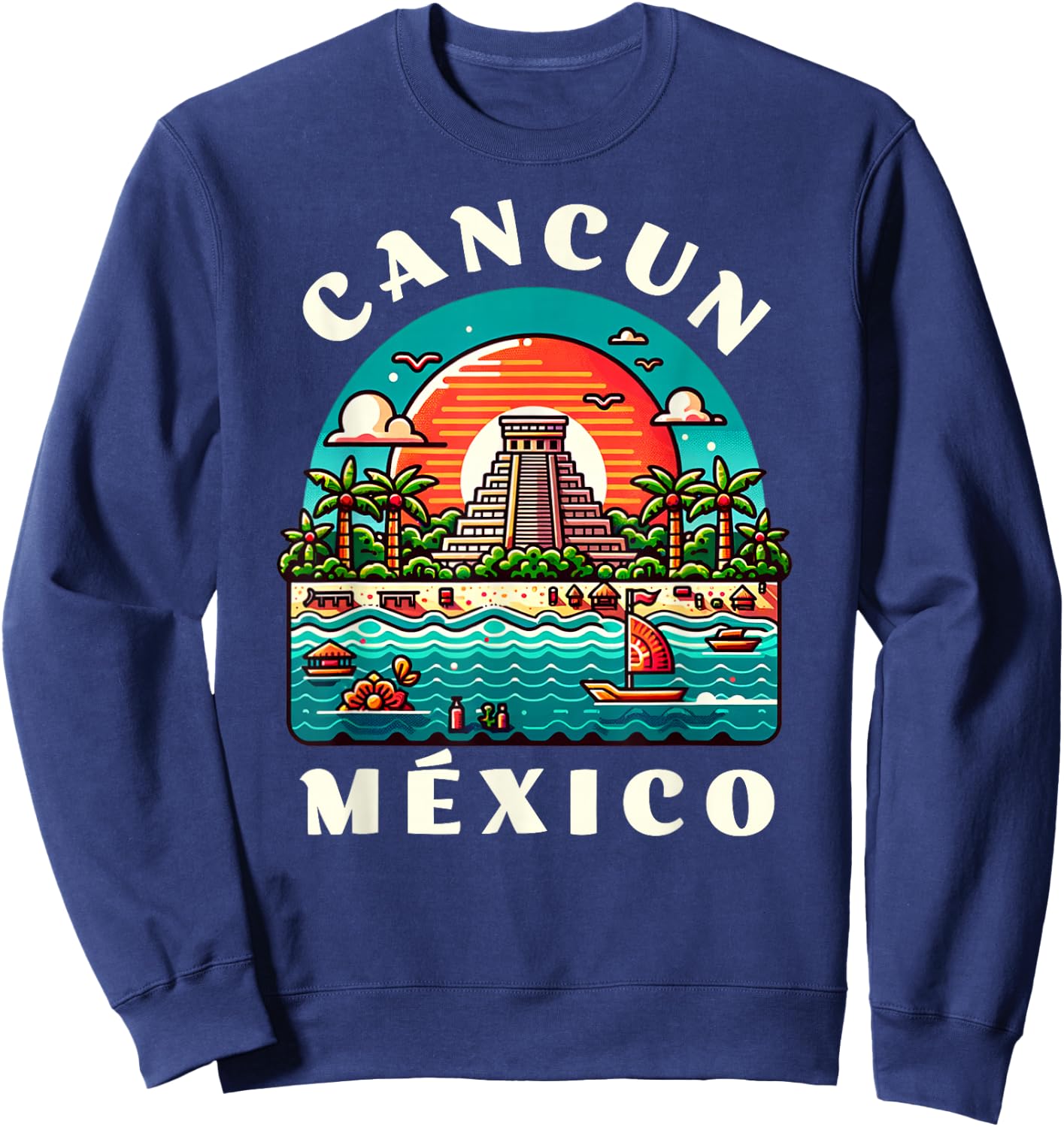 Cancun Mexico Chichen Itza Travelling Mexico Vacation Sweatshirt - Sweatshirt | Navy