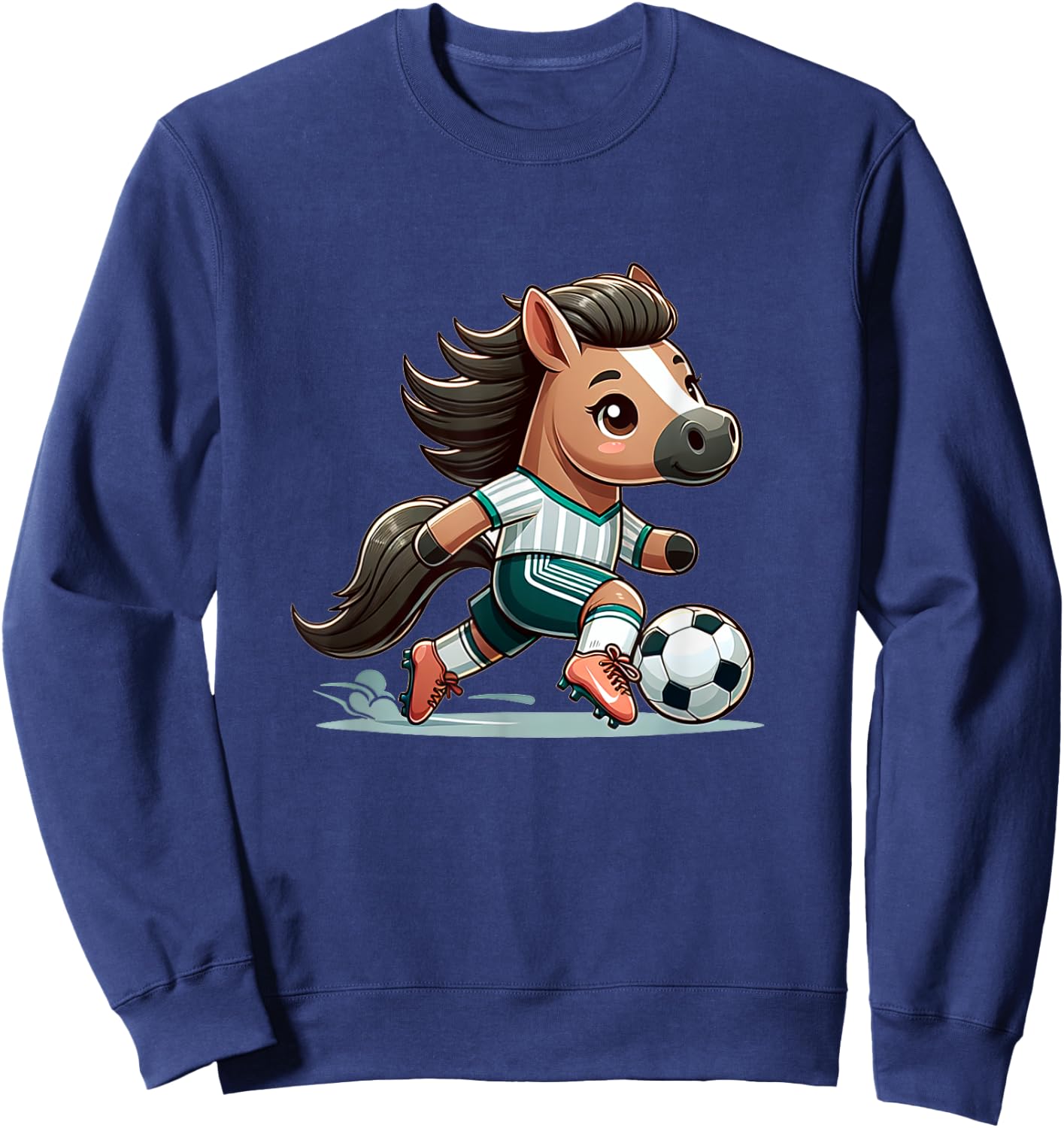 Cute Soccer Player Horse Sweatshirt - Sweatshirt | Navy