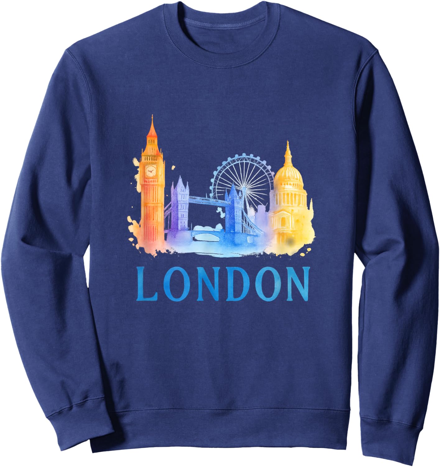 London Skyline–Big Ben-Tower Bridge-London Eye Sweatshirt - Sweatshirt | Navy