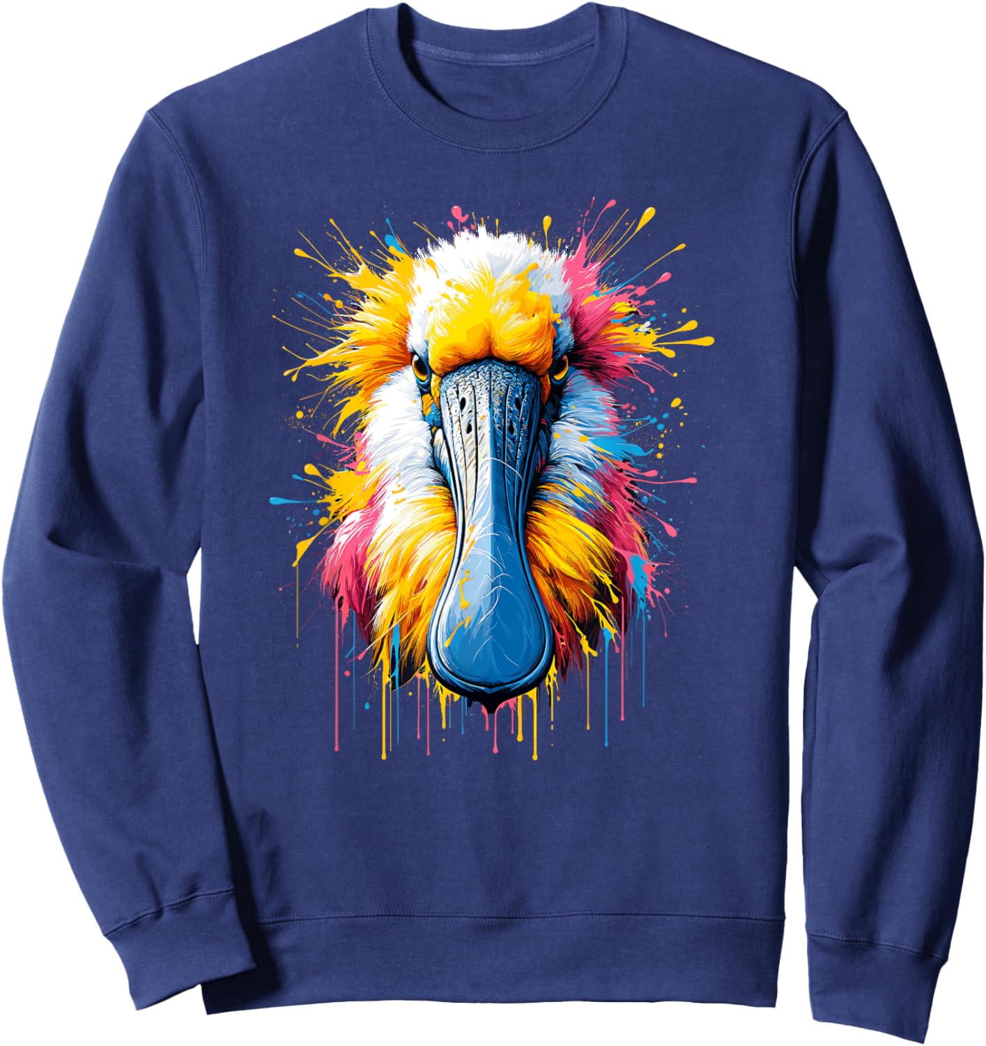 Splash Art Roseate Spoonbill Spoonbills Sweatshirt - Sweatshirt | Navy